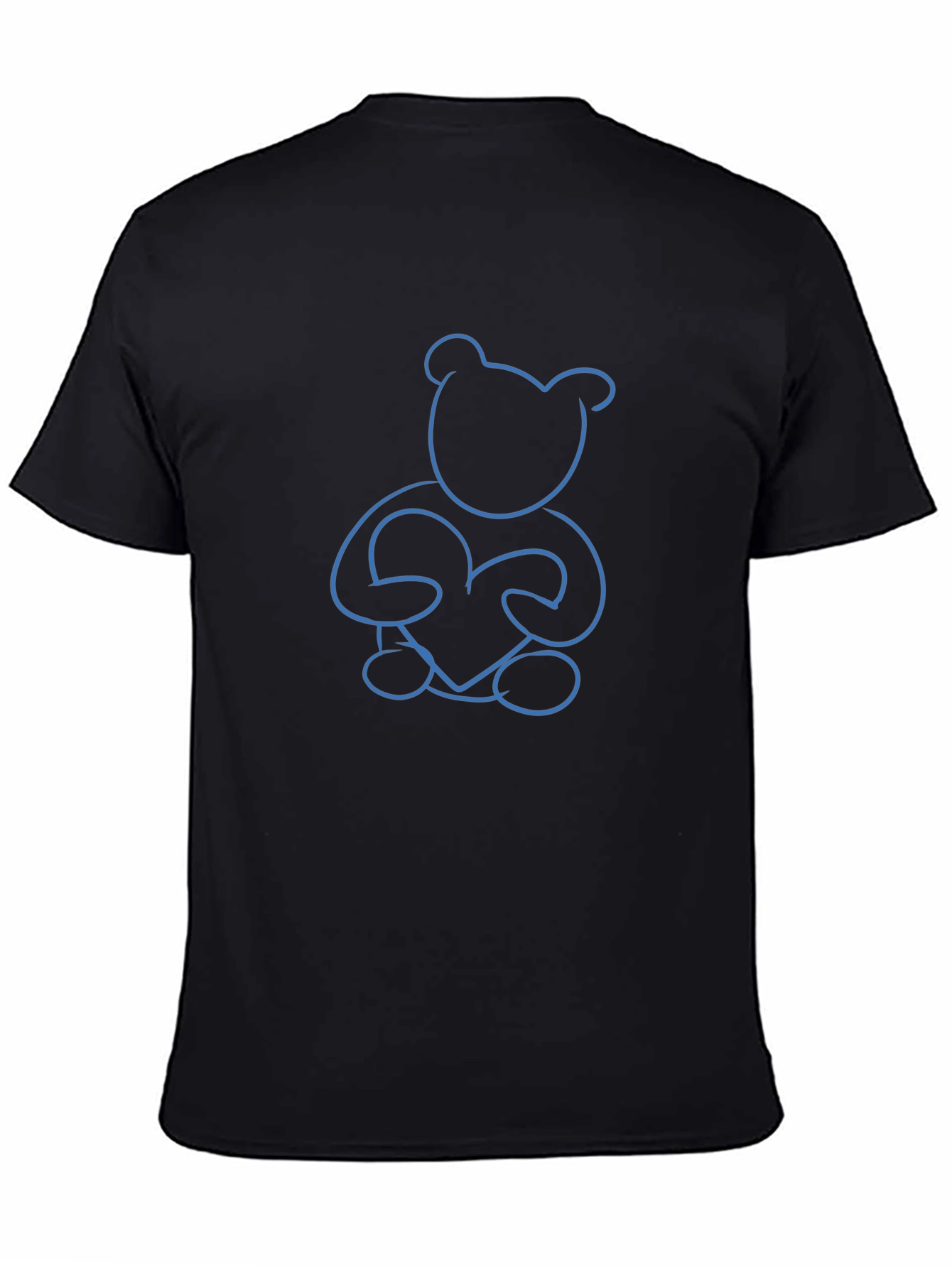 Black Blue Teddy Bear Heart Graphic Tee - Unisex view 4