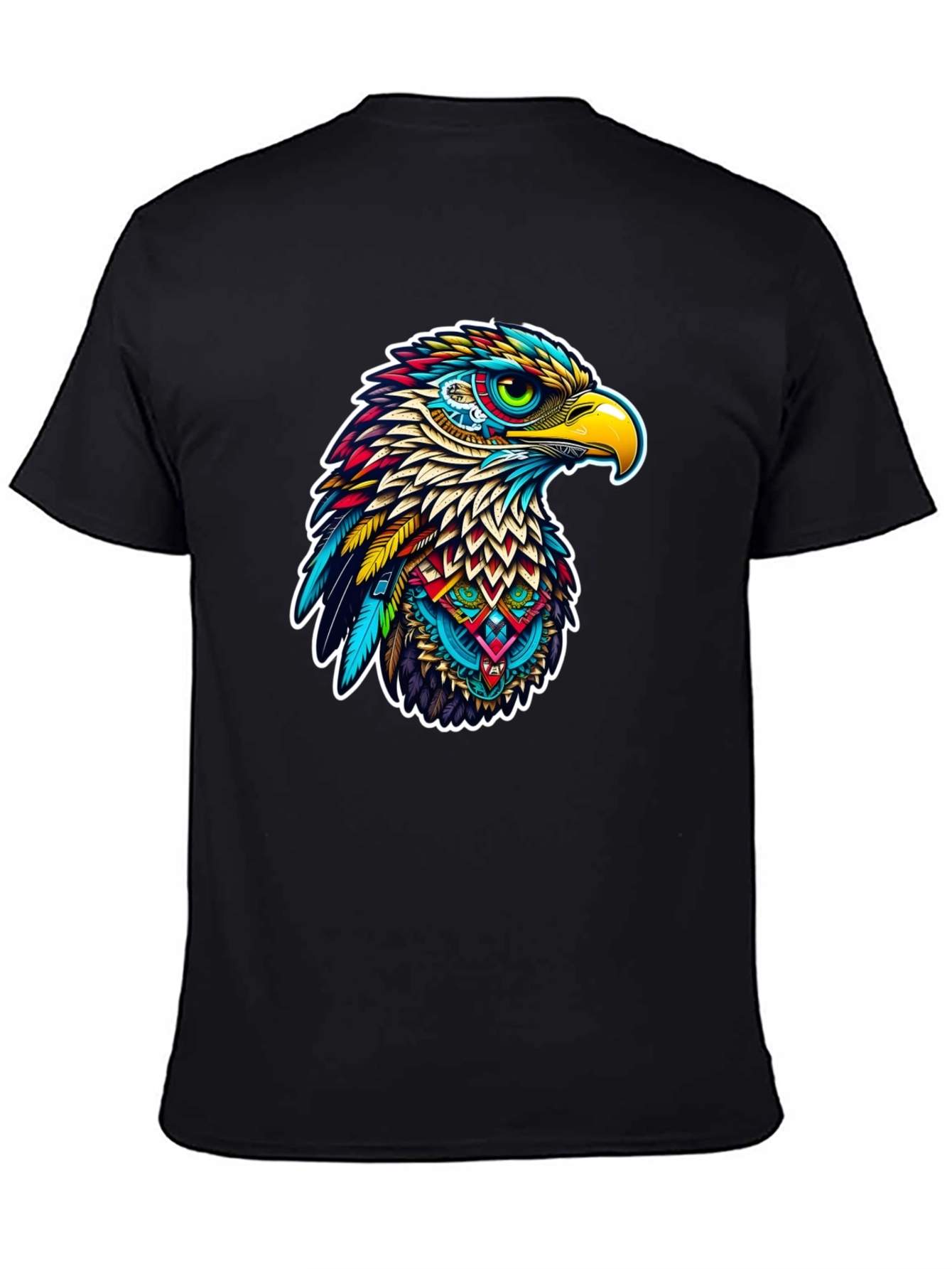 Black Vibrant Eagle Graphic Tee - Stylish Men's Black T-Shirt view 4