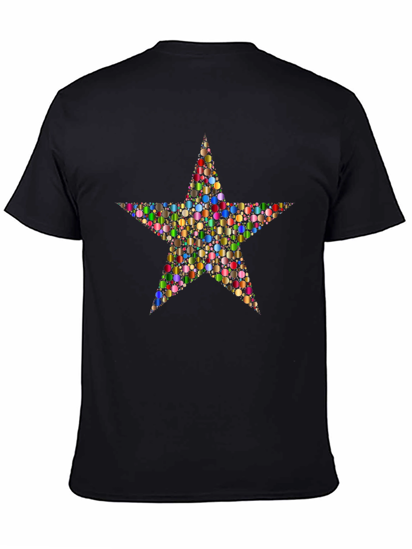 Black Colorful Star Graphic Tee - Black view 4