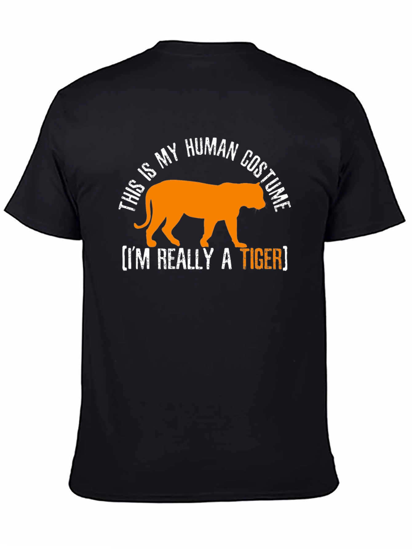 Black Human Costume Funny Tiger Graphic Tee view 4