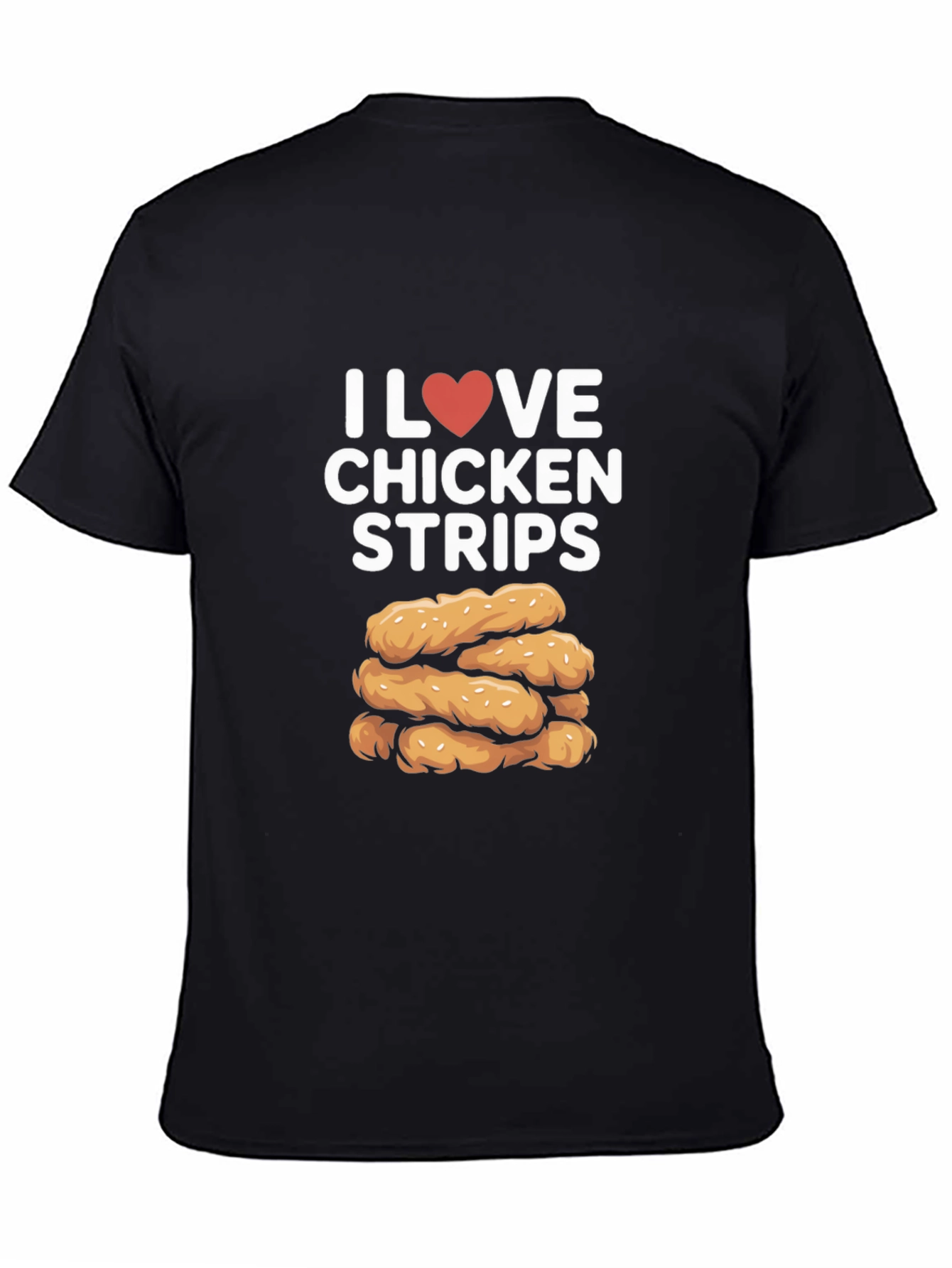Black I Love Chicken Strips Black T-Shirt view 4