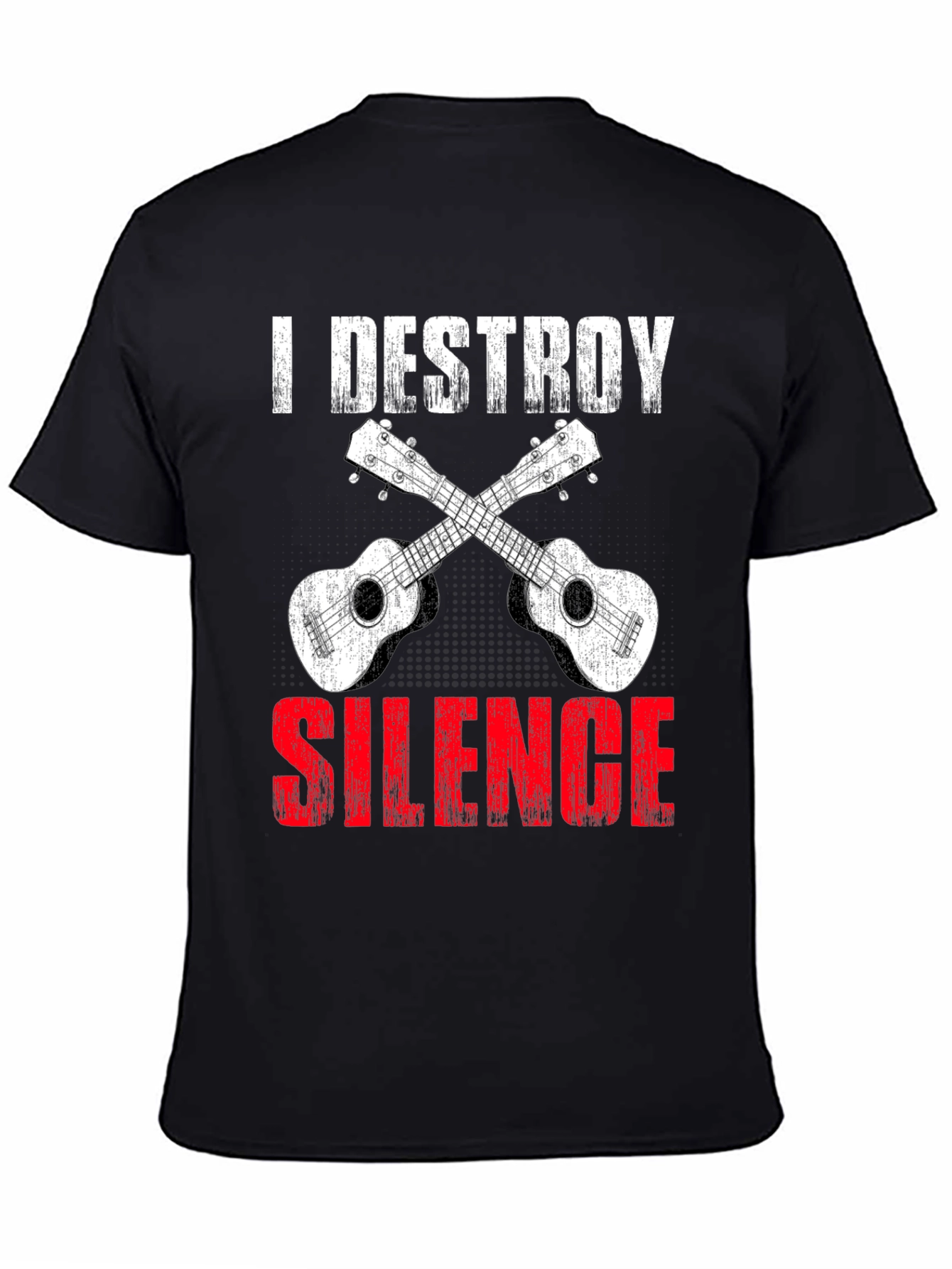 Black I Destroy Silence Ukulele T-Shirt view 4