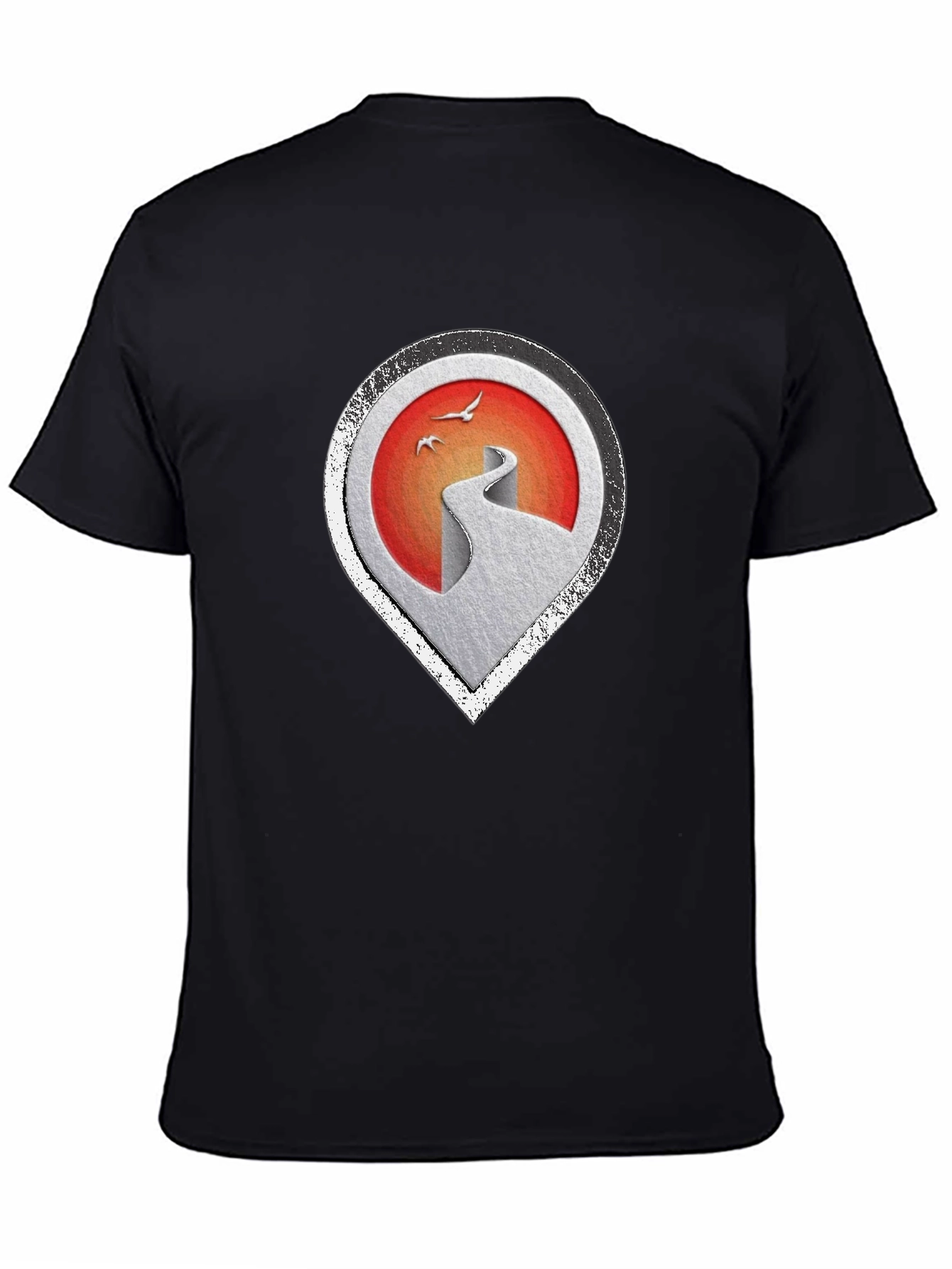 Black Stylish Black Tee with Scenic Route Graphic view 4