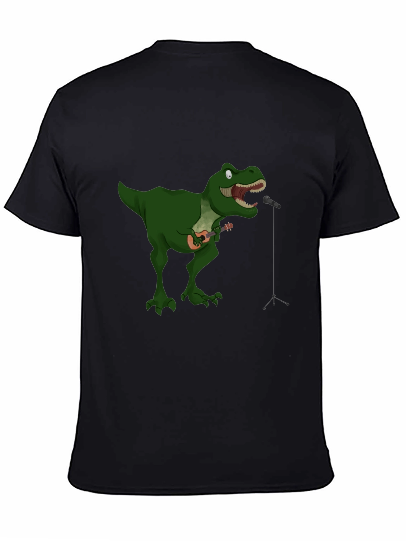 Black Dino Ukulele Black T-Shirt view 4