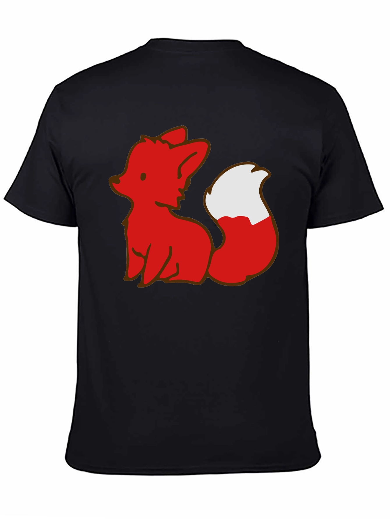 Black Cute Fox Graphic Tee - Black Unisex T-Shirt view 4