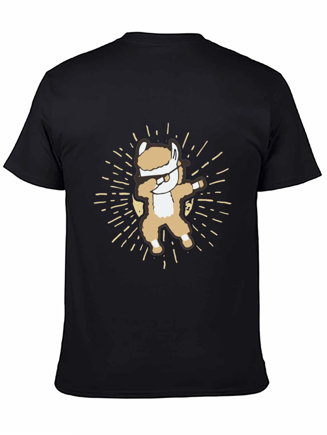 Black Dabbing Alpaca T-Shirt - Cute and Funny view 4