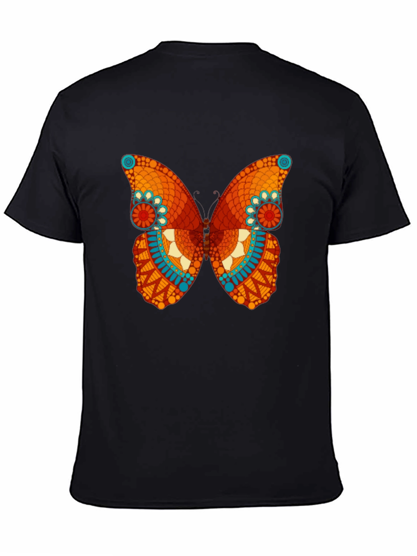 Butterfly Mandala Graphic Tee - Stylish Men's Black T-Shirt - 4