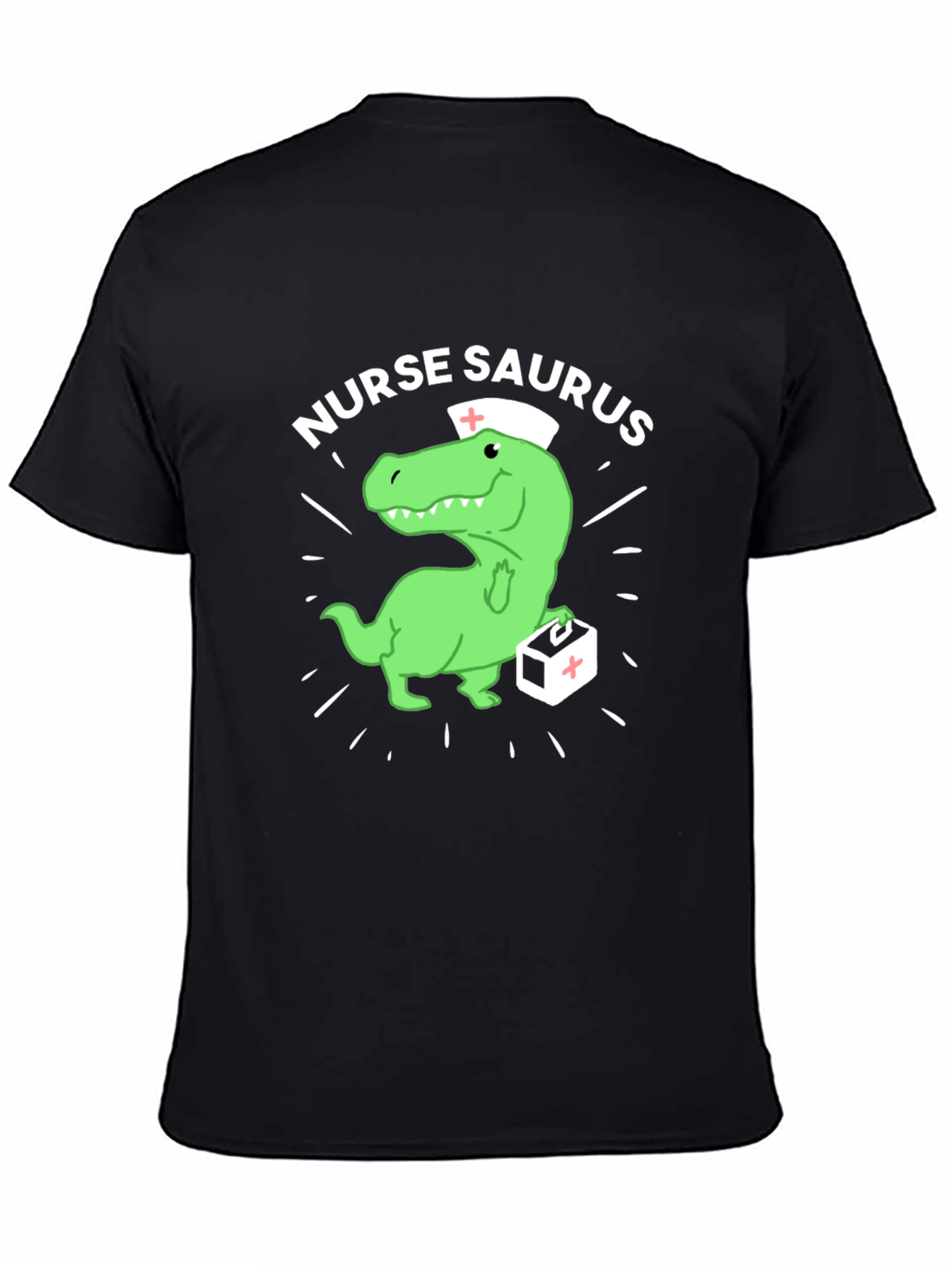 Black Nurse Saurus T-Shirt - Funny Dinosaur Nursing Tee view 4