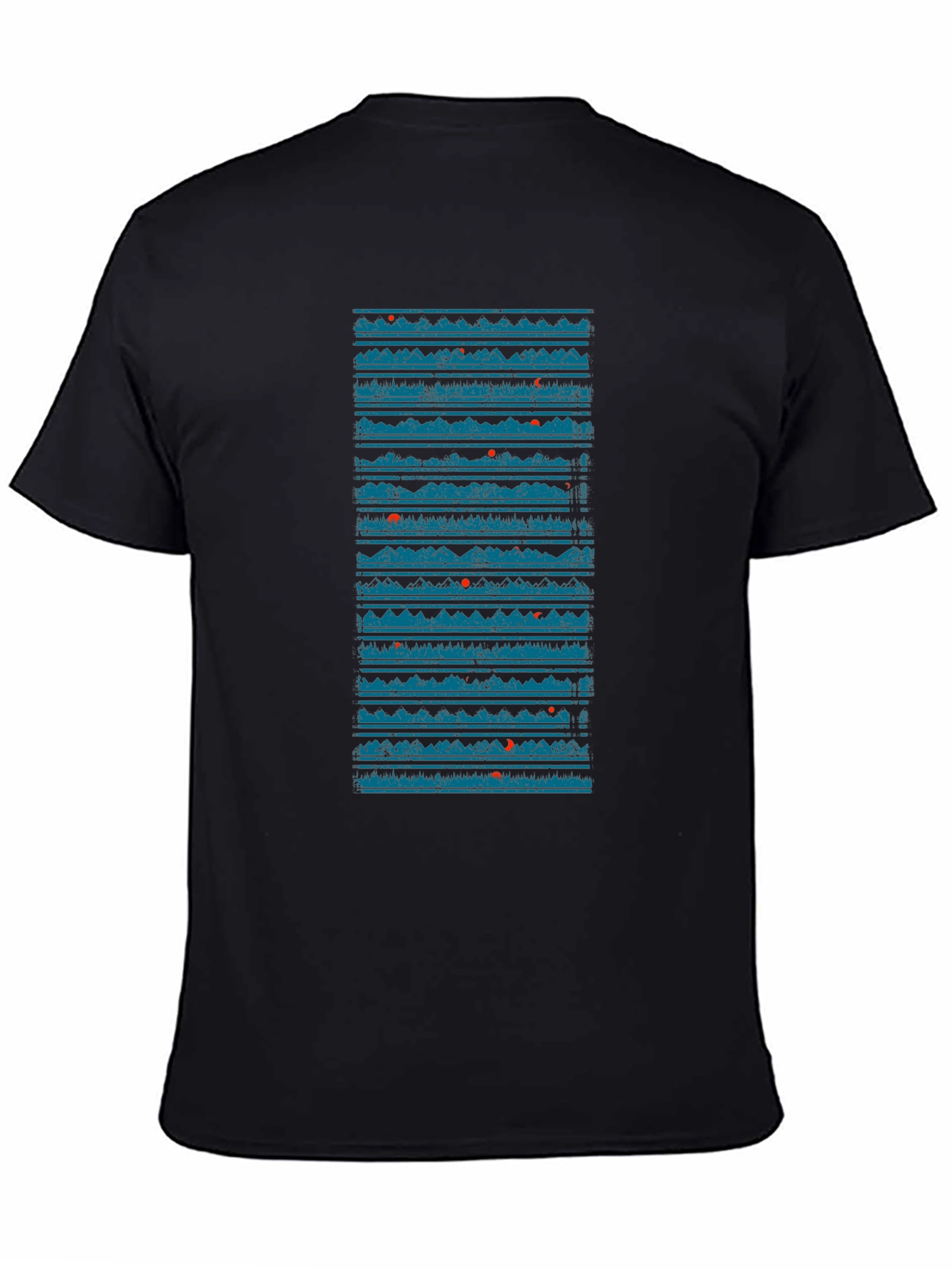 Black Abstract Mountainscape Graphic Tee - Black Cotton view 4