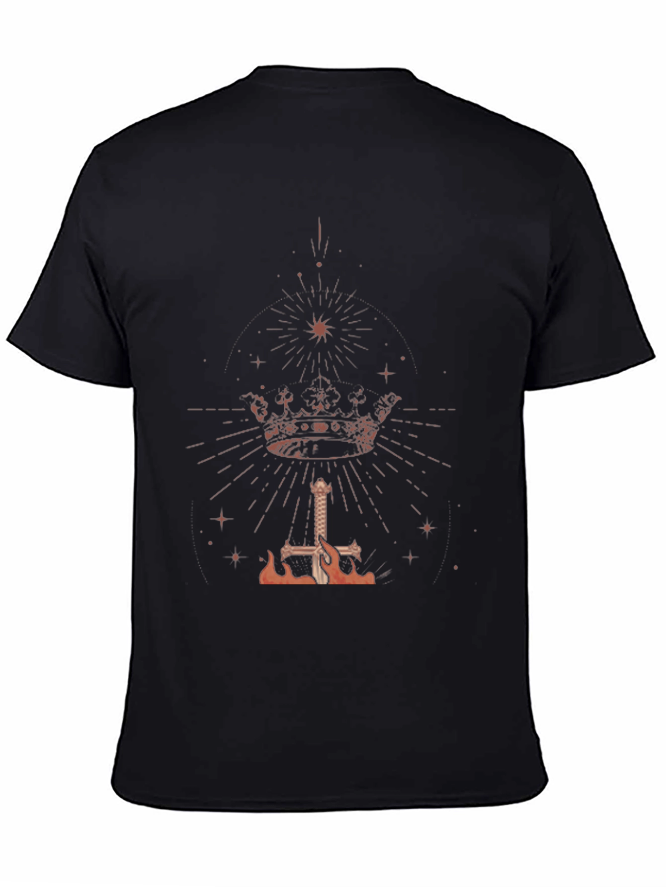Black Crown and Sword Graphic Black T-Shirt view 4