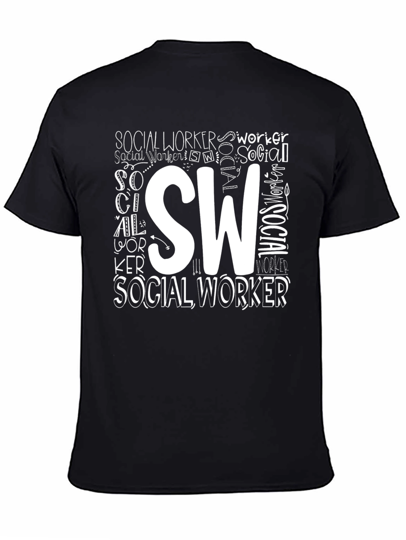 Black Social Worker T-Shirt - SW Design view 4