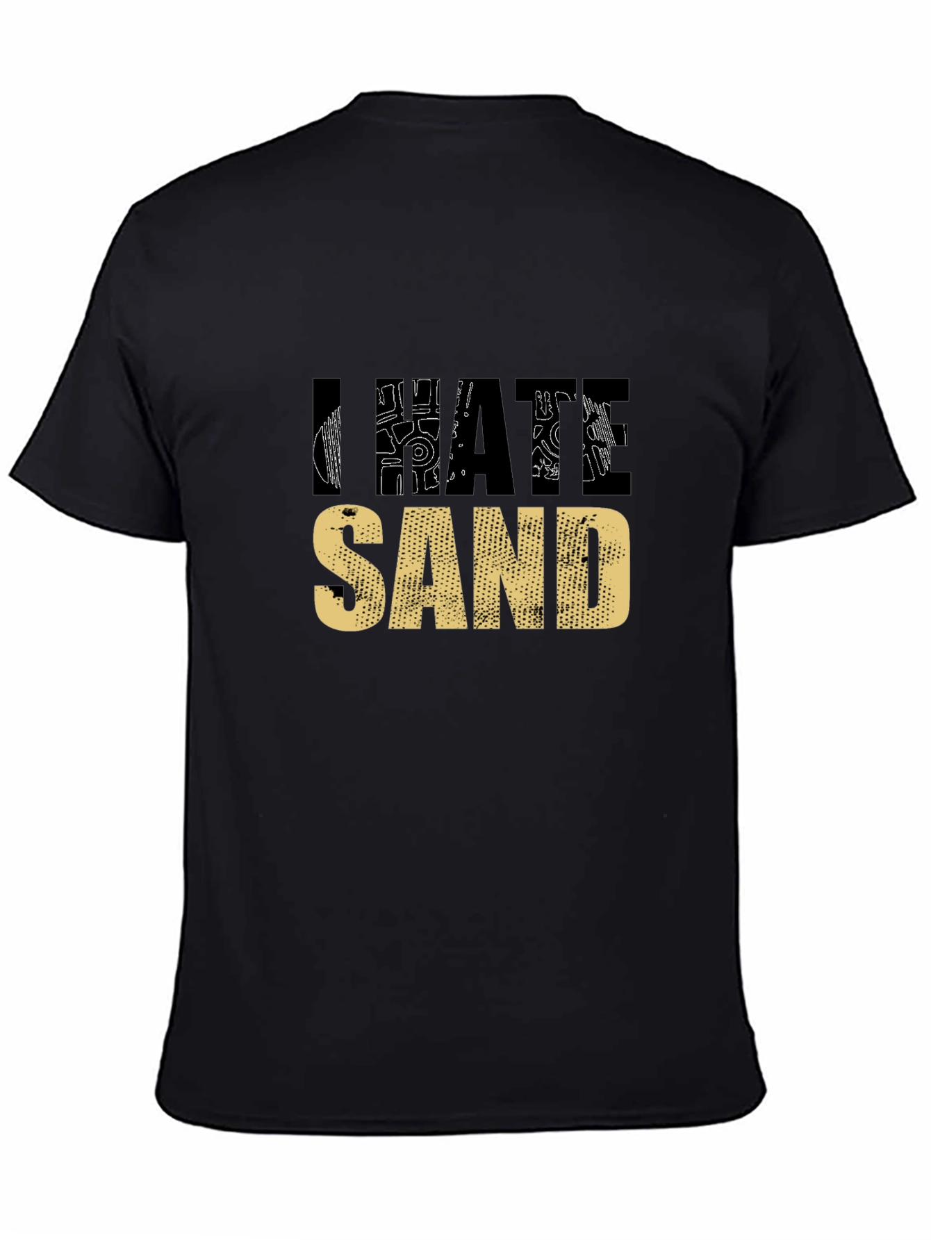 Black I Hate Sand Graphic Print Black T-Shirt view 4