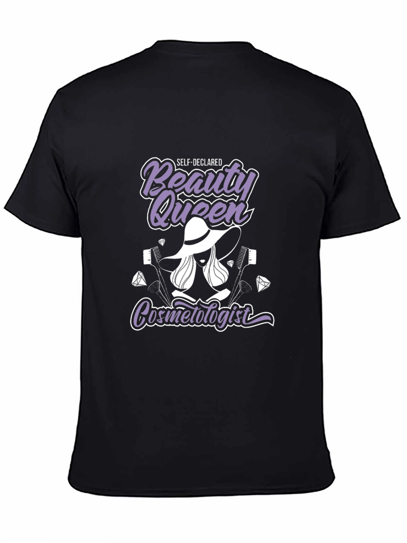 Black Beauty Queen Cosmetologist Black T-Shirt view 4