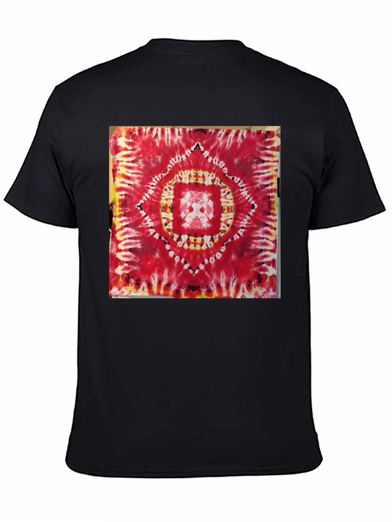 Black Red Tie-Dye Mandala Graphic Tee view 4