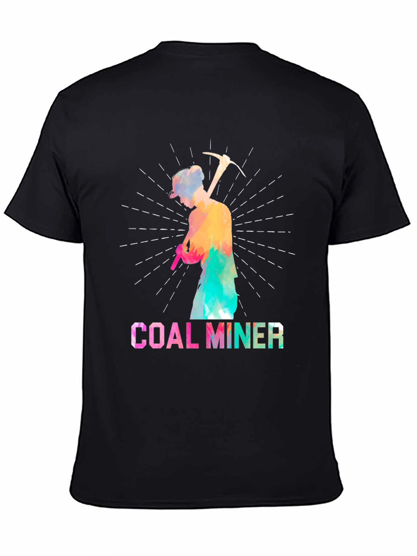 Black Coal Miner Colorful Graphic T-Shirt view 4