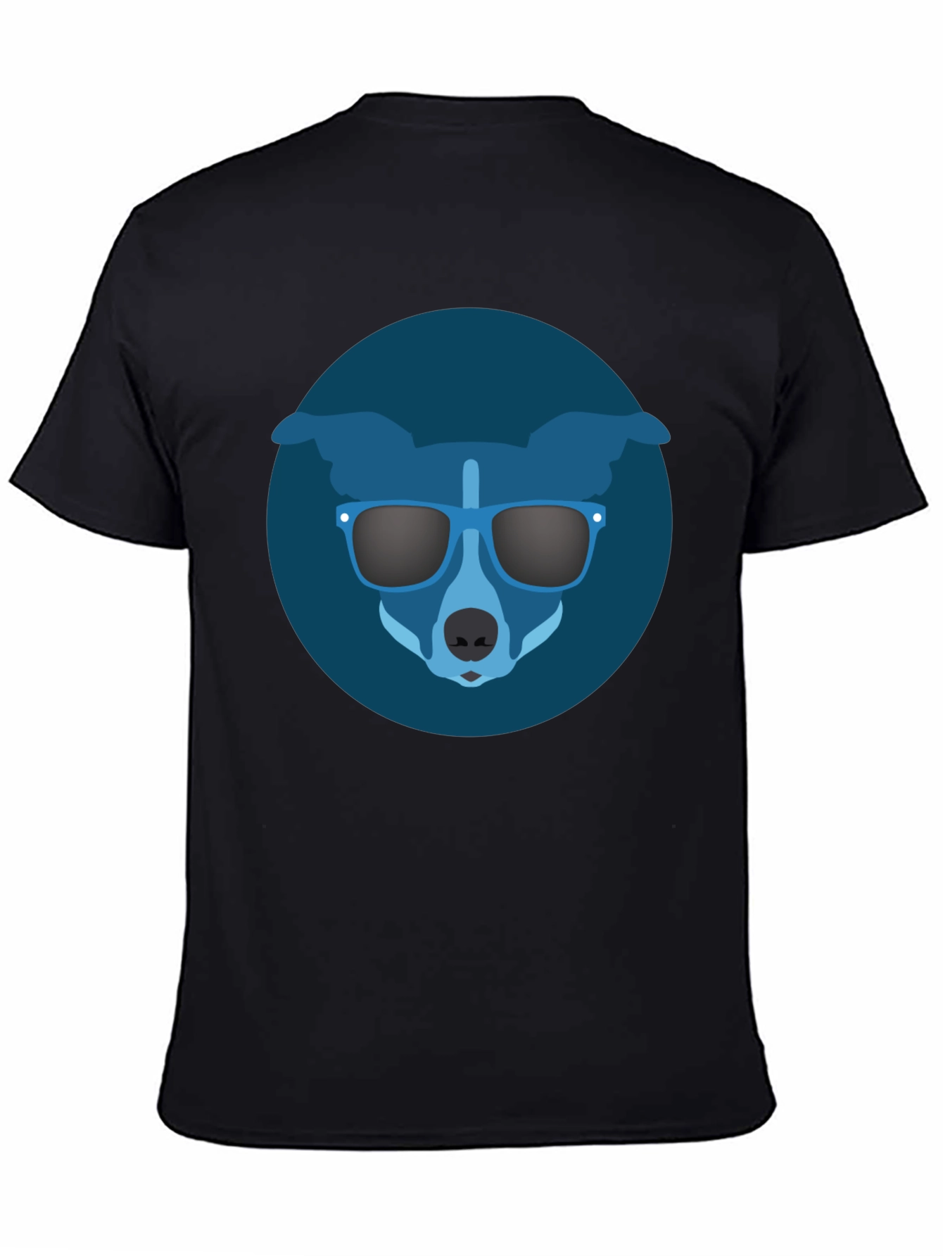 Black Cool Dog Graphic Tee - Black Cotton T-Shirt view 4