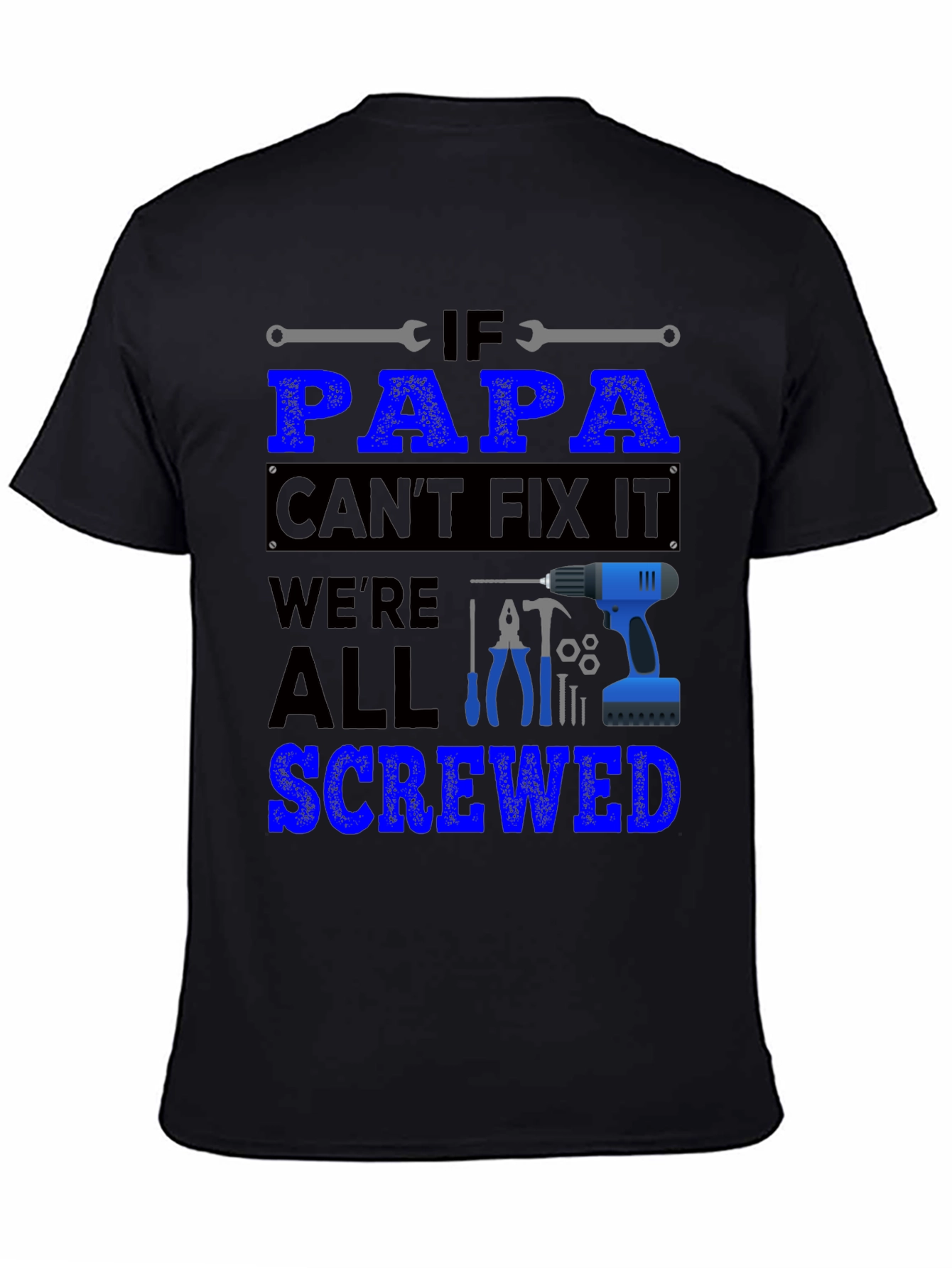 Black Papa Can Fix It T-Shirt view 4