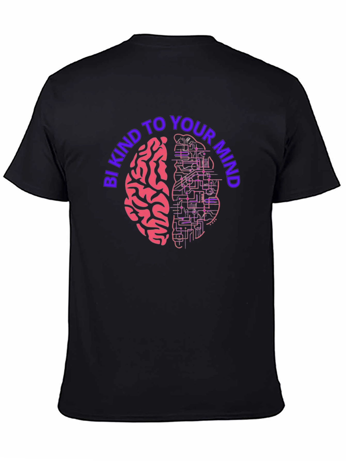 Black Be Kind To Your Mind Graphic Tee - Brain Circuit Design view 4