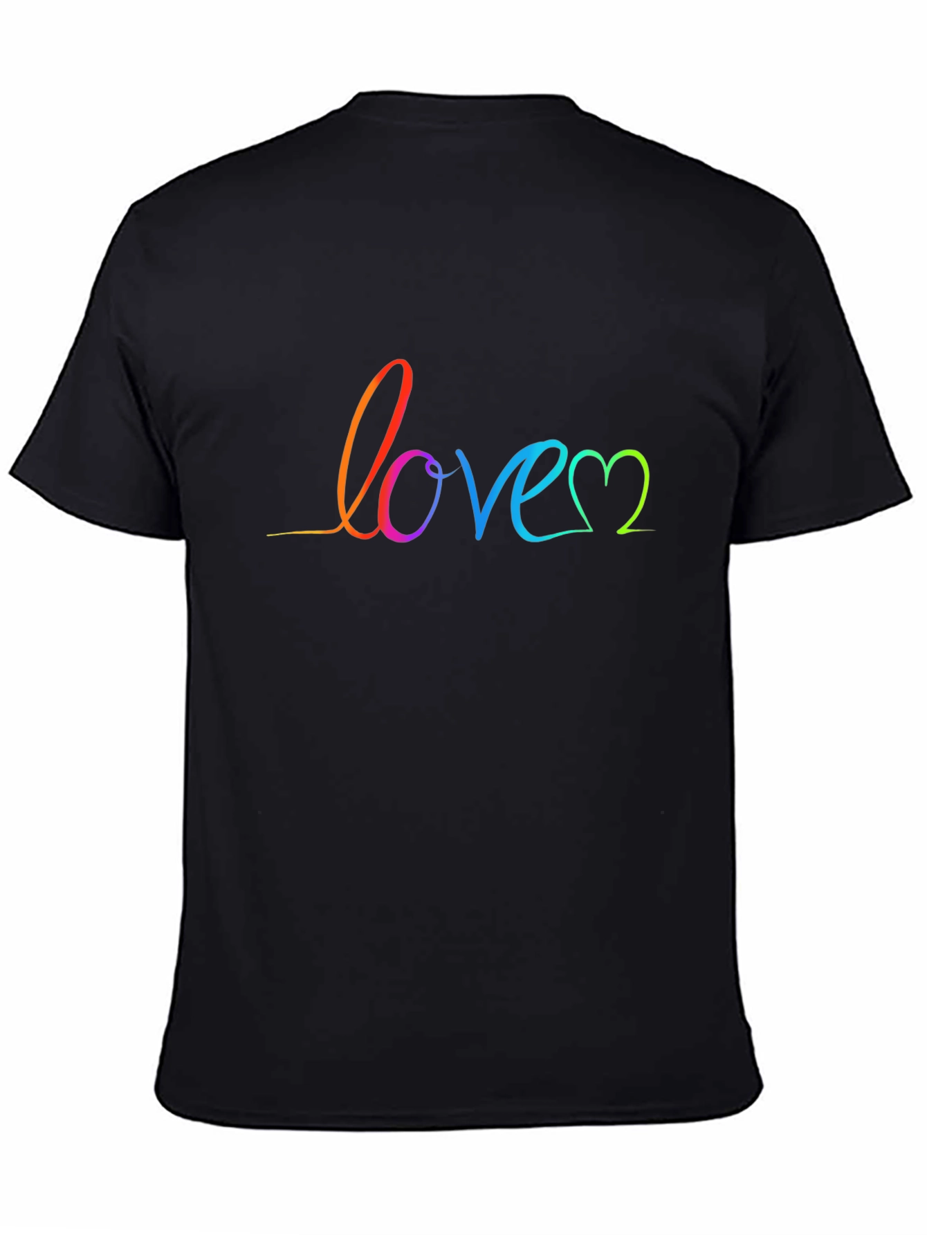 Black Rainbow Love Script Black T-Shirt view 4