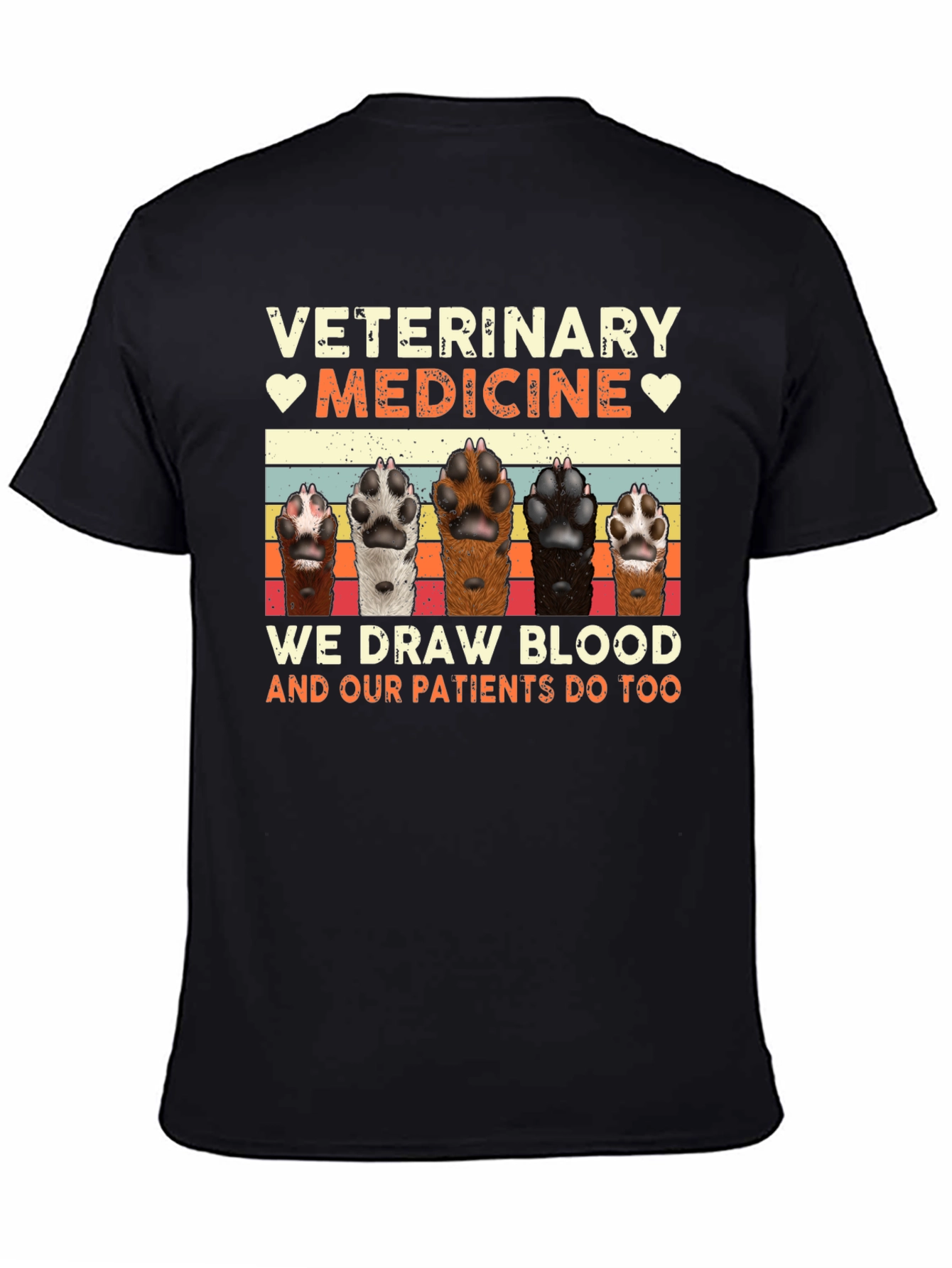 Black Veterinary Medicine Pet Paw T-Shirt view 4