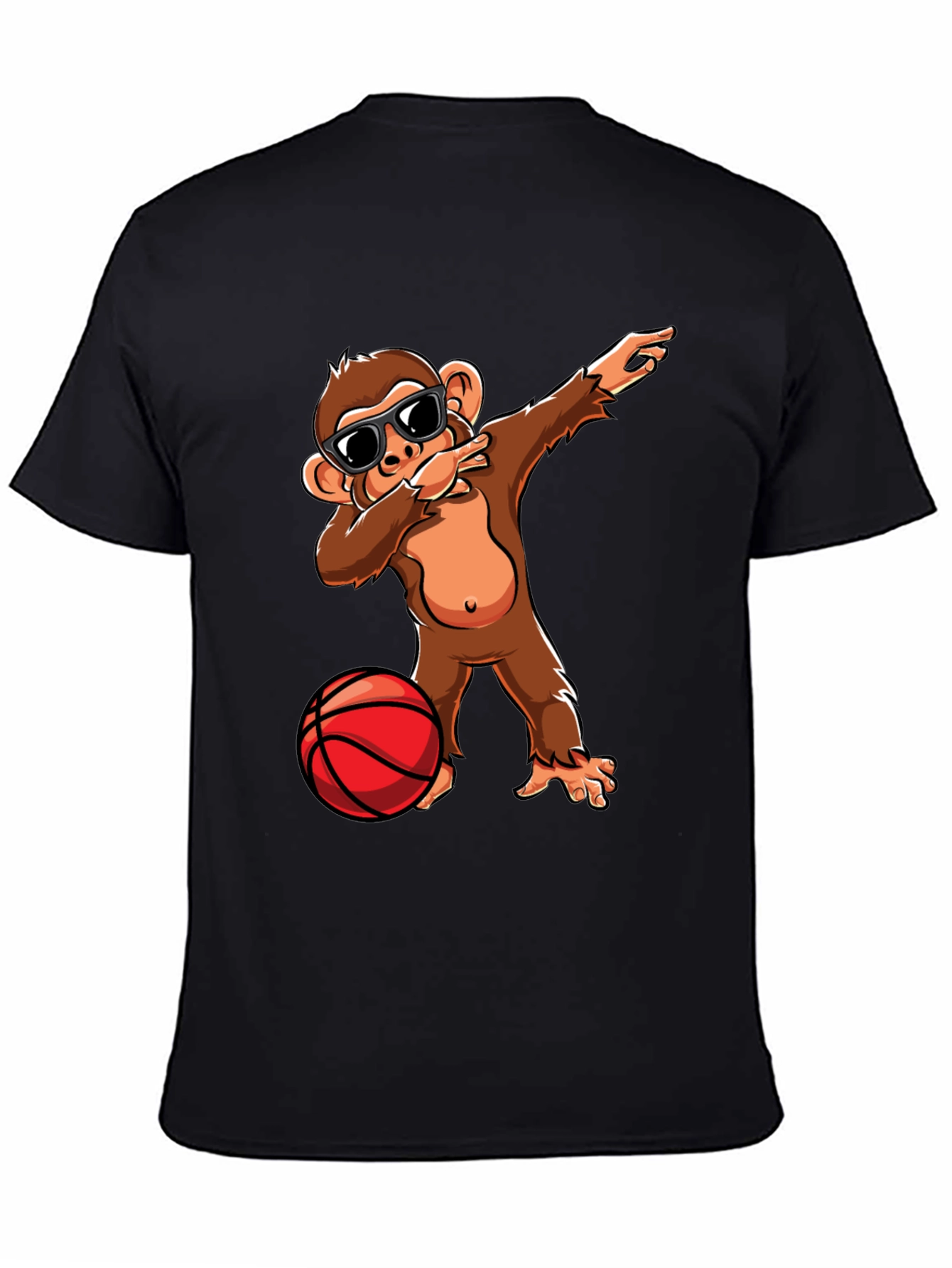 Black Monkey Dabbing with Basketball Graphic Tee view 4