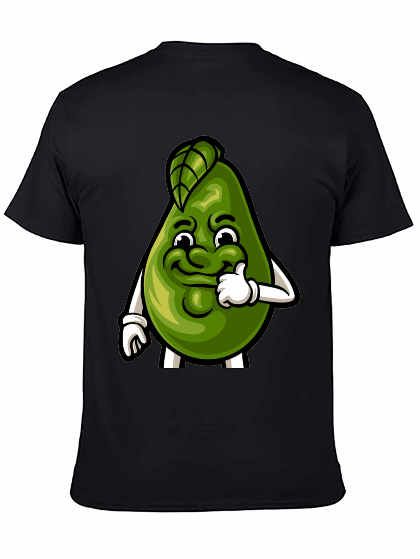 Black Funny Avocado Cartoon Graphic Tee - Soft Cotton Shirt view 4