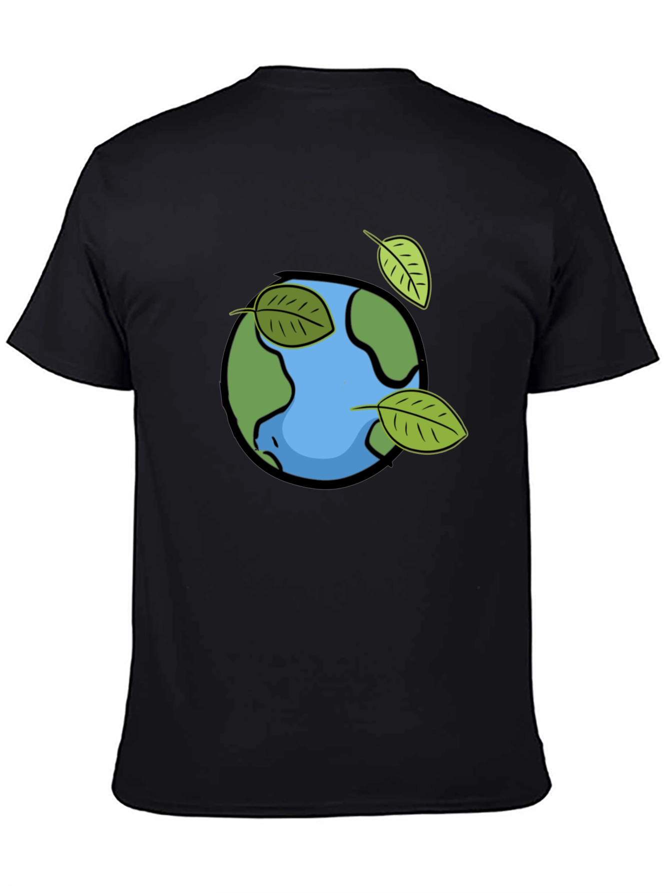 Black Eco Earth Graphic Tee - Black Cotton T-Shirt view 4