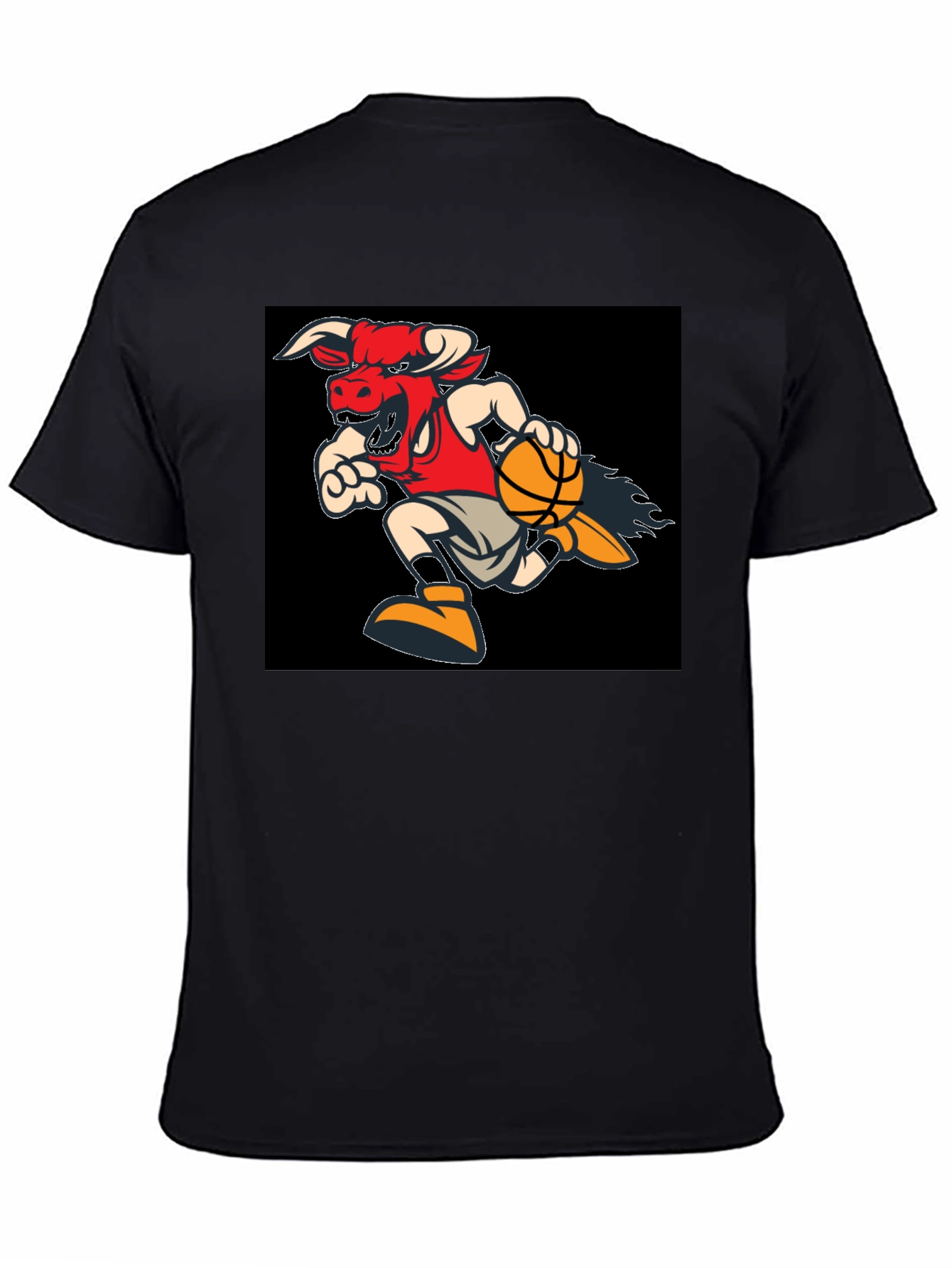 Black Fiery Bulls Basketball Black T-Shirt view 4