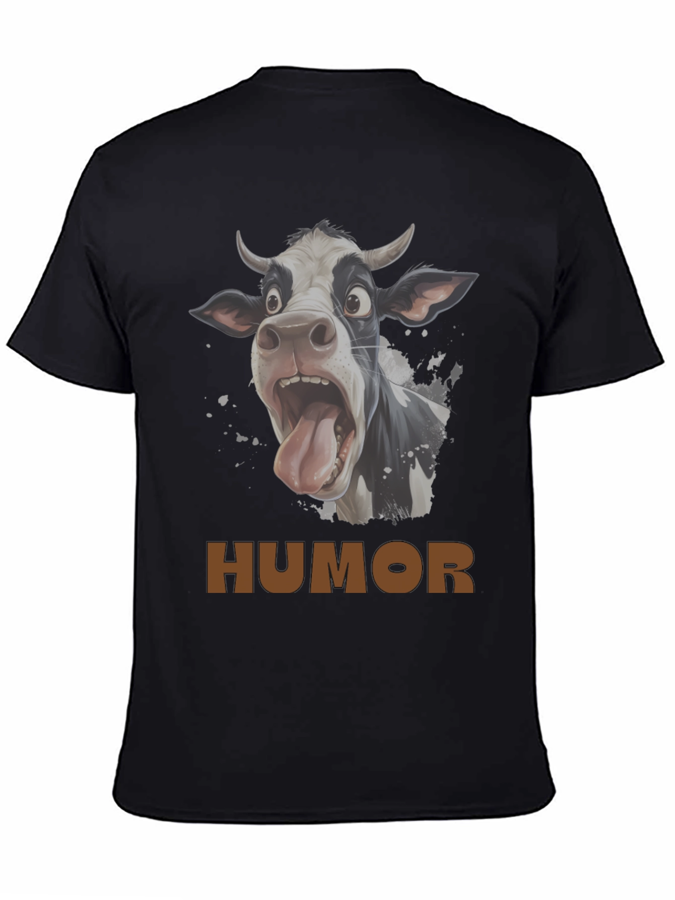 Black Humorous Cow Graphic T-Shirt - Black view 4
