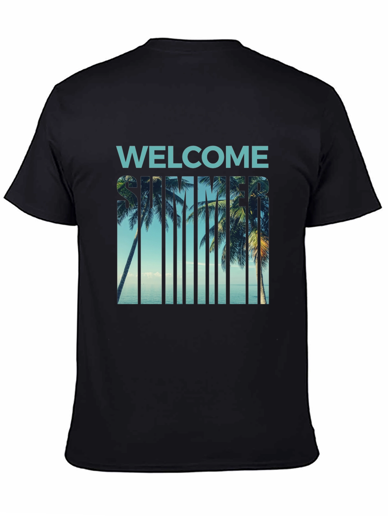 Black Welcome Summer Palm Tree Graphic T-Shirt view 4