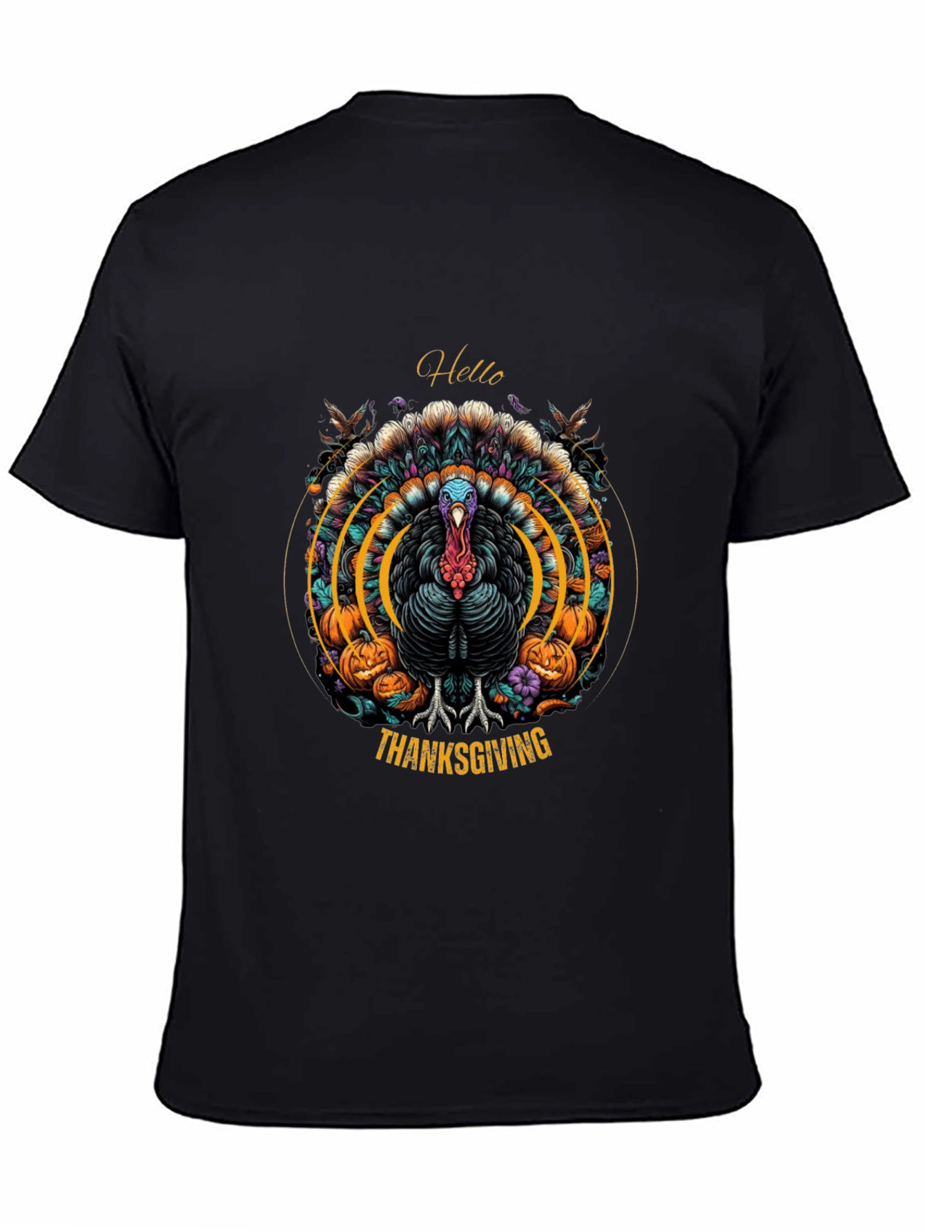 Black Thanksgiving Turkey Graphic Tee view 4