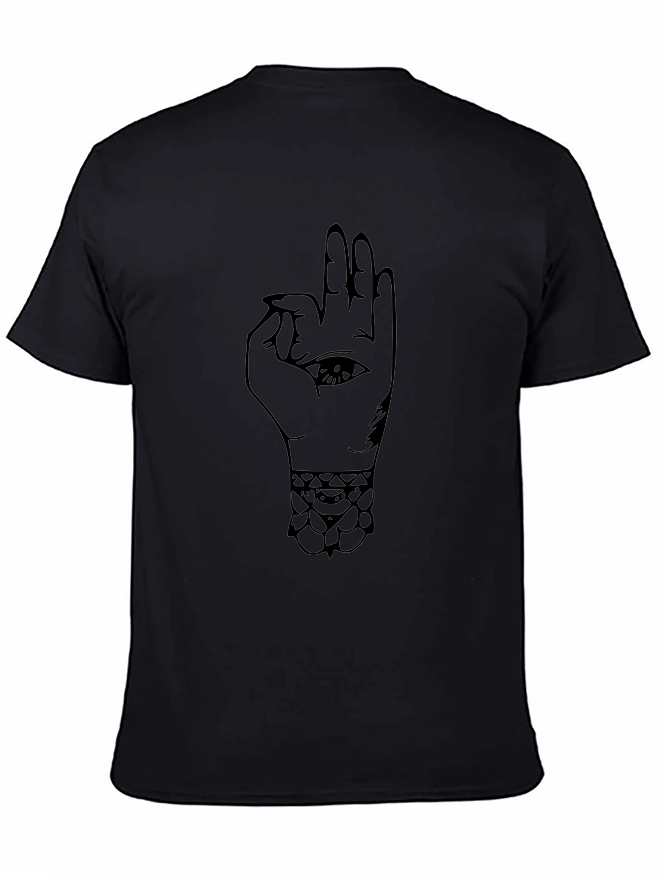 Black Men's Black T-Shirt - Hand Eye Design view 4