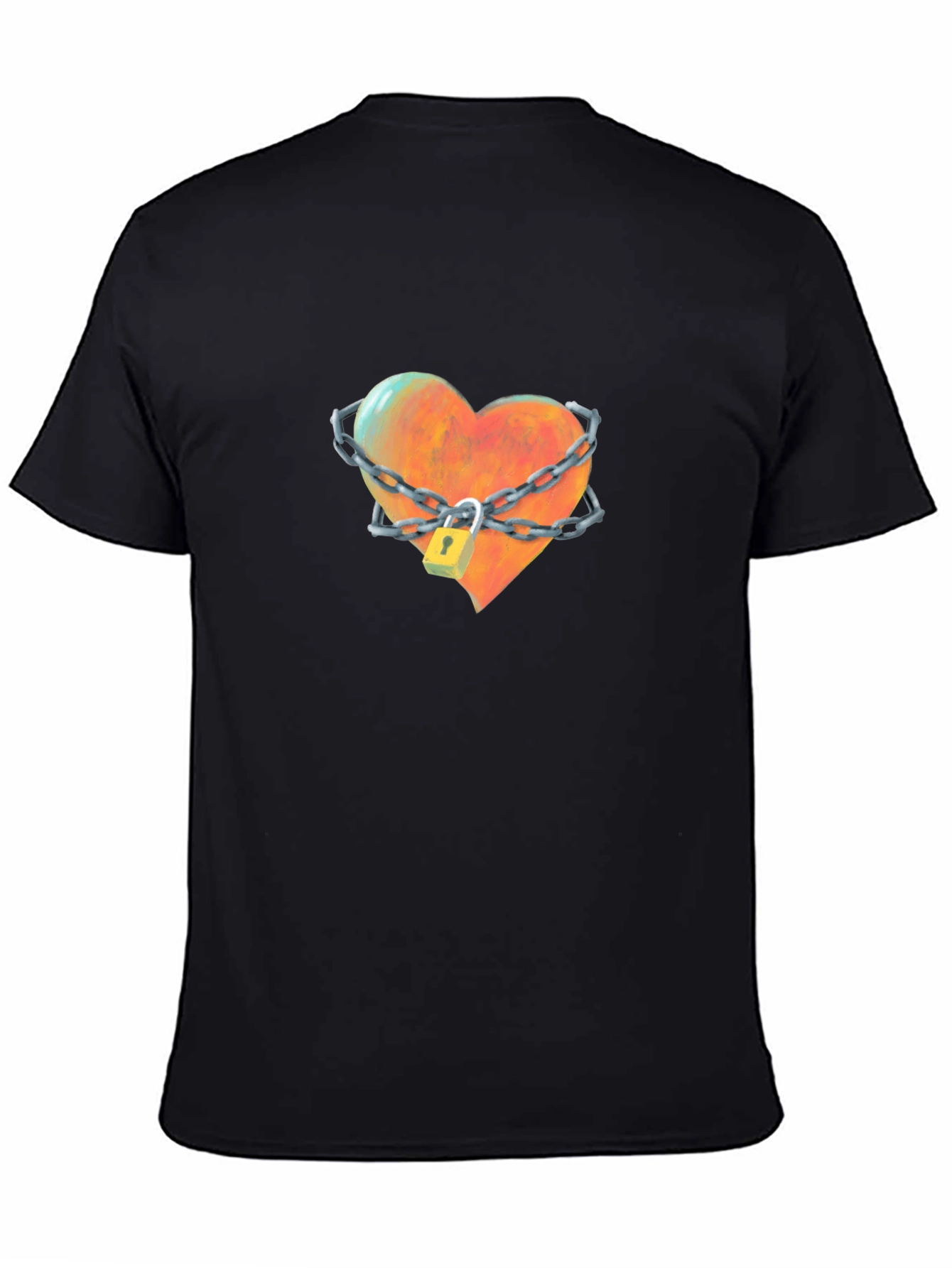 Black Locked Heart Graphic Tee - Stylish Cotton T-Shirt view 4