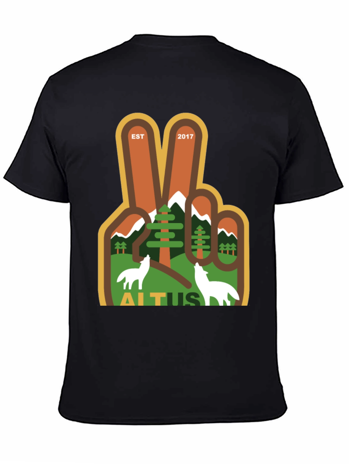 Black Altus Peace Sign T-Shirt - Est. 2017 Nature Design view 4