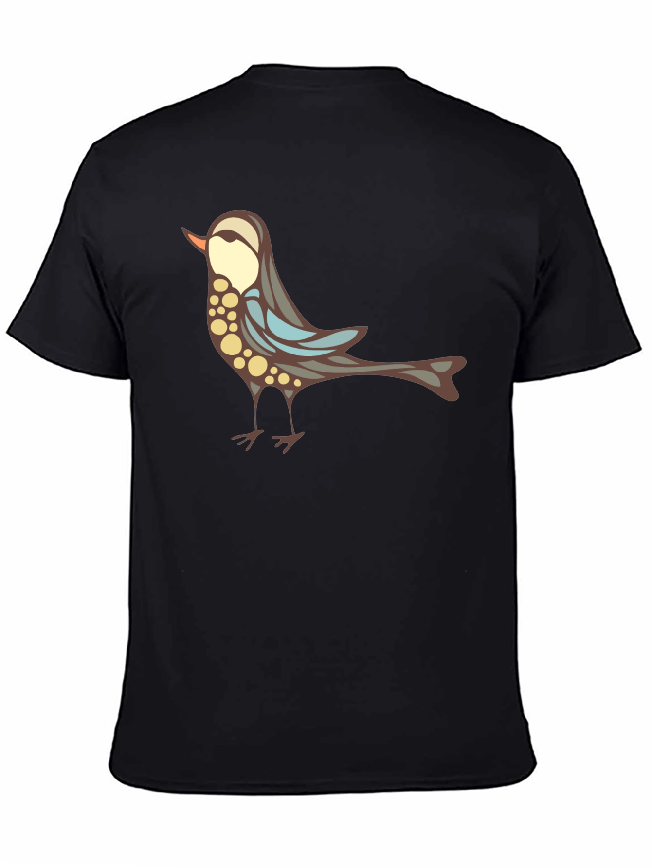 Black Stylish Bird Graphic Black T-Shirt view 4
