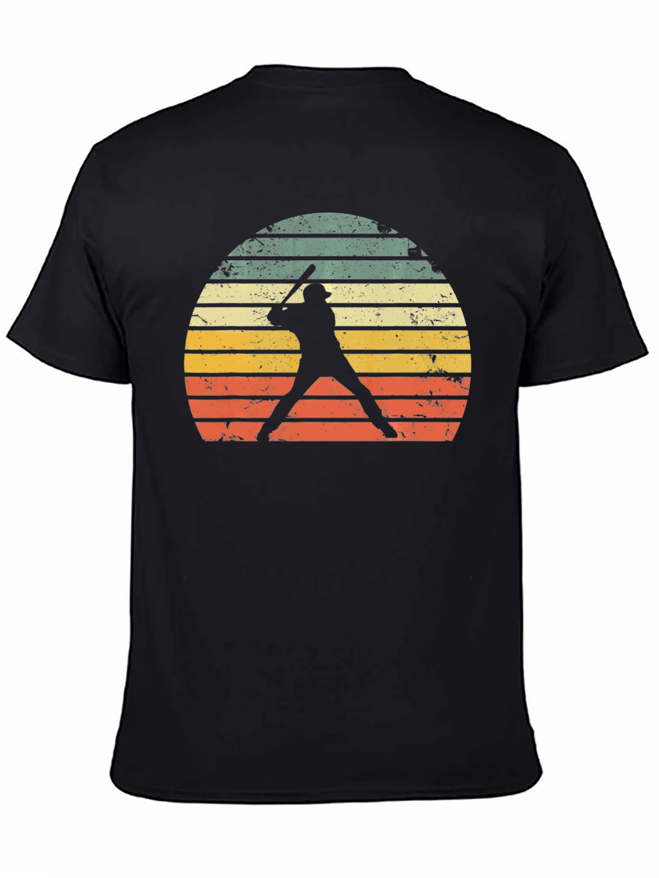 Black Vintage Baseball Player Sunset Graphic Tee view 4