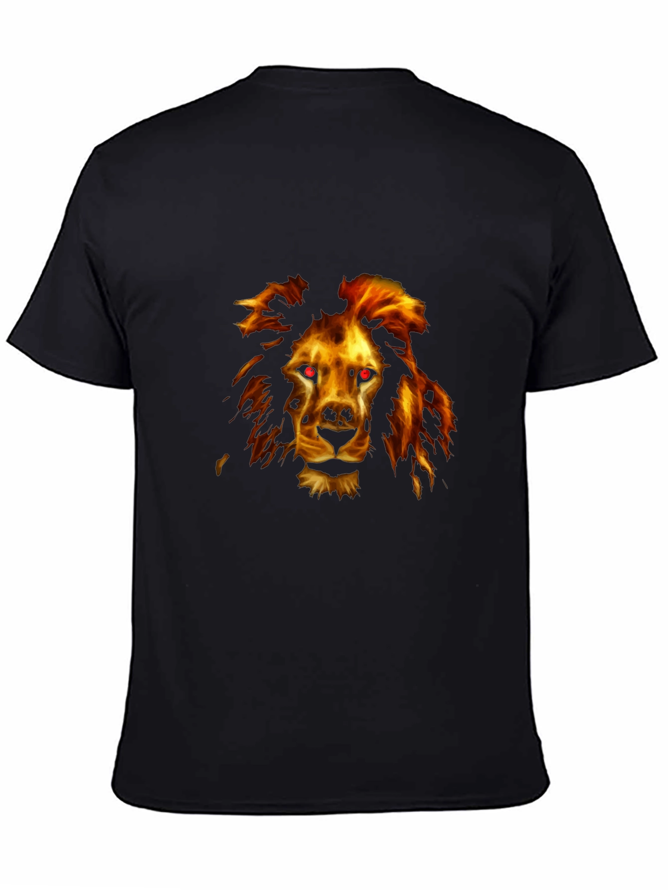 Black Fiery Lion Graphic Tee - Black Cotton Comfort view 4