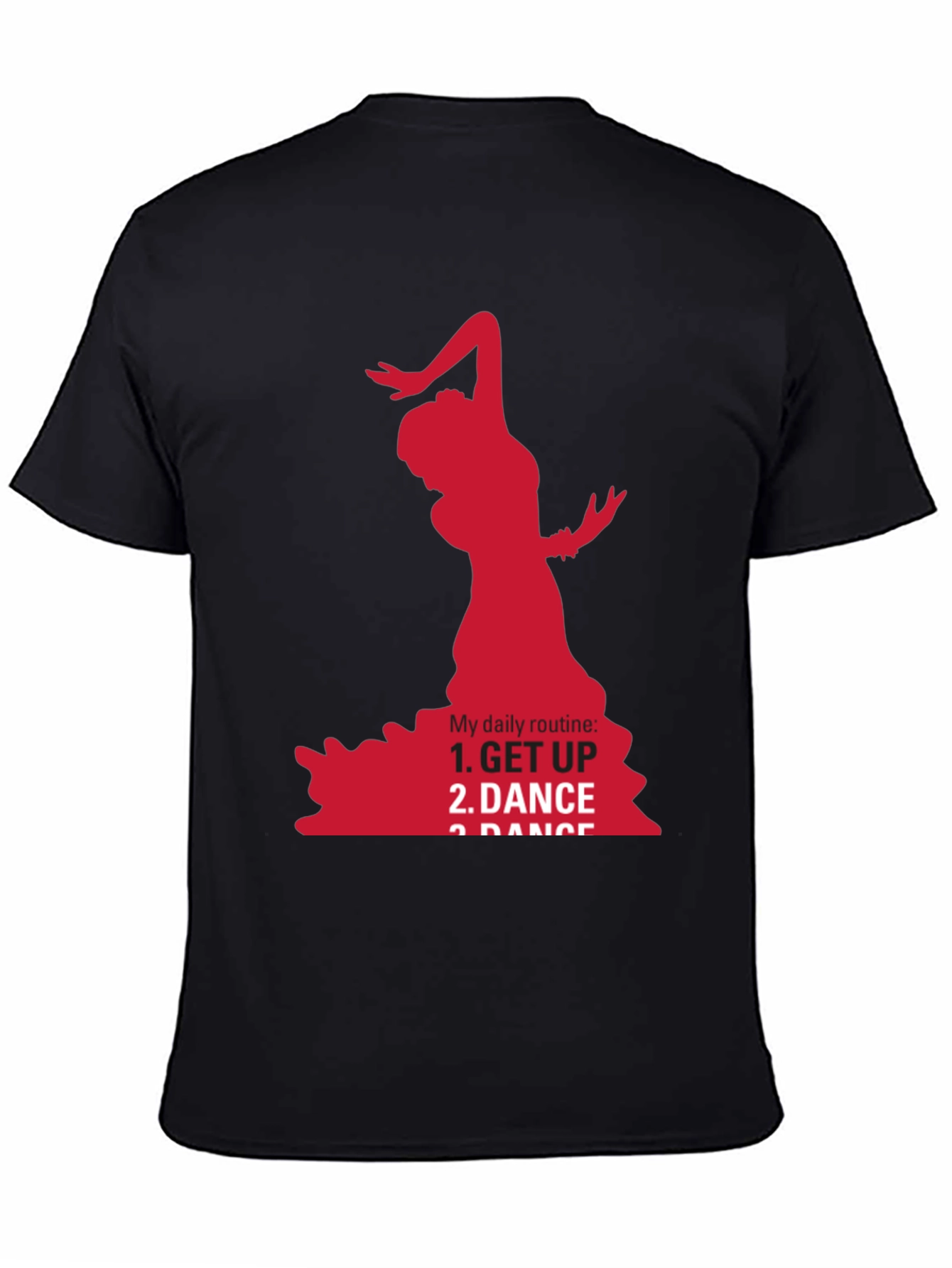 Black Flamenco Dancer Graphic Tee - Daily Routine T-Shirt view 4