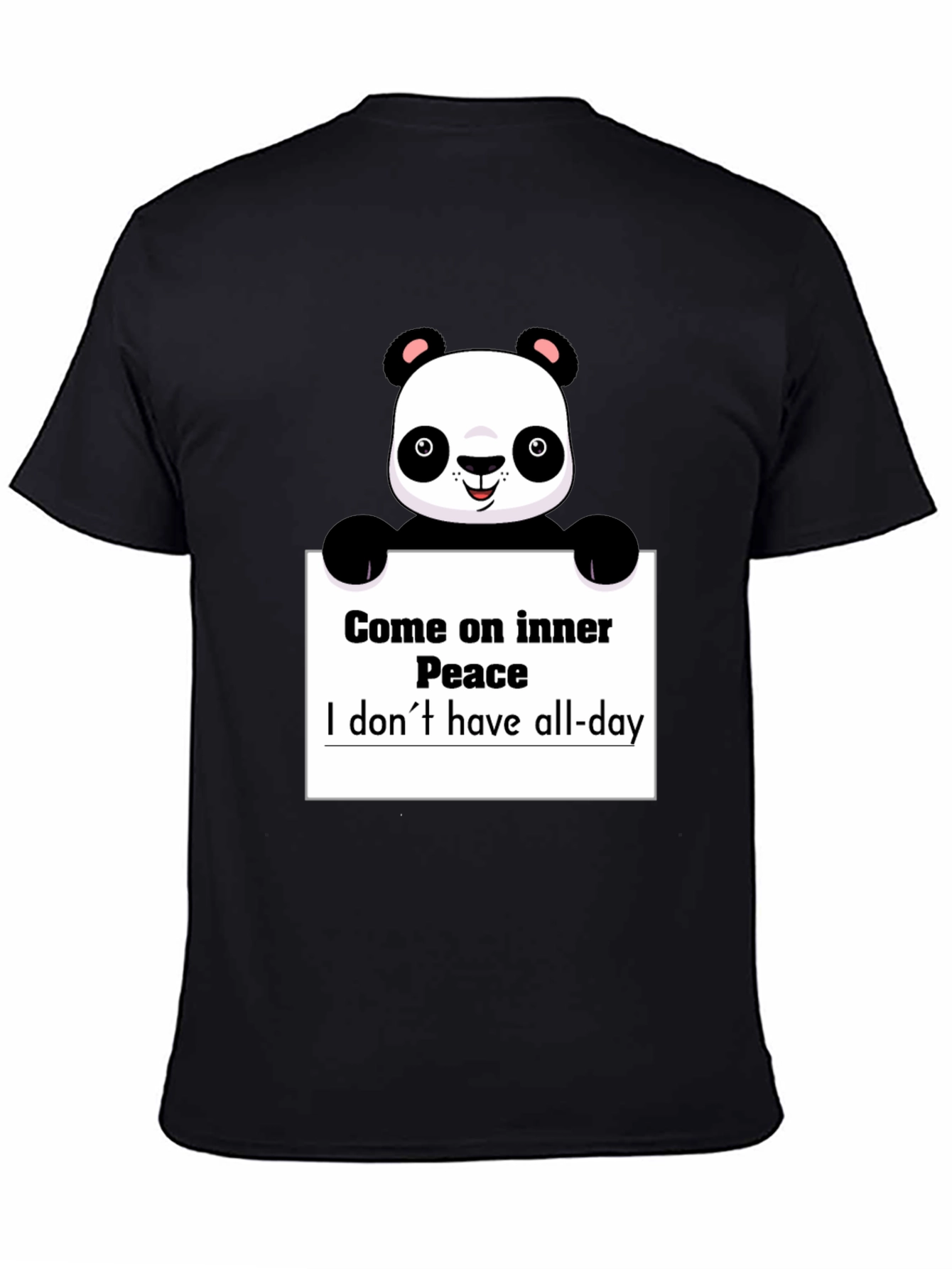 Black Funny Panda Graphic T-Shirt - Inner Peace view 4