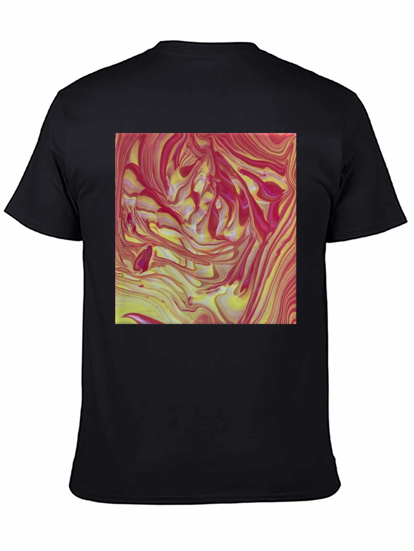 Black Abstract Swirl Art T-Shirt view 4