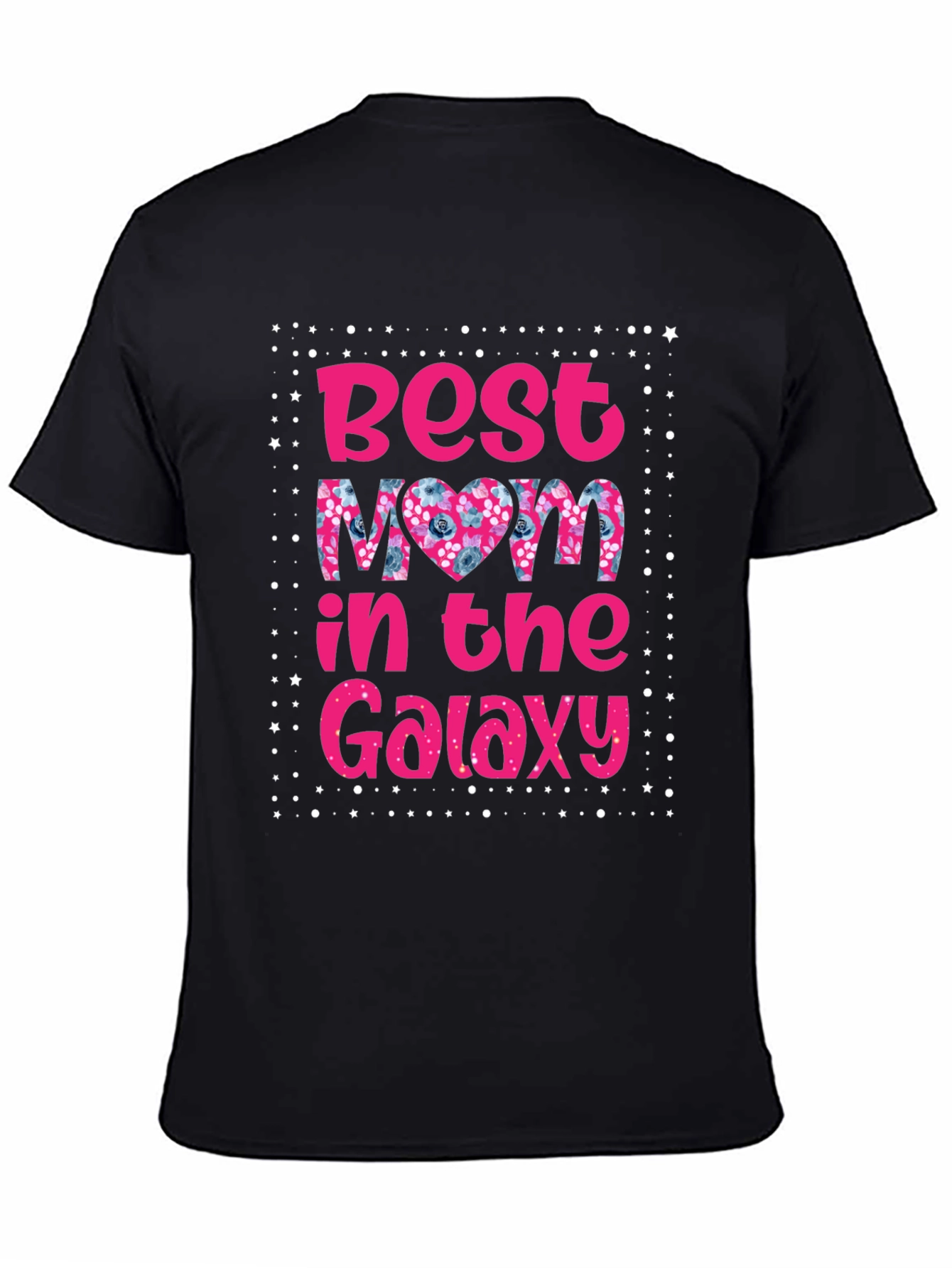 Black Best Mom in the Galaxy T-Shirt view 4