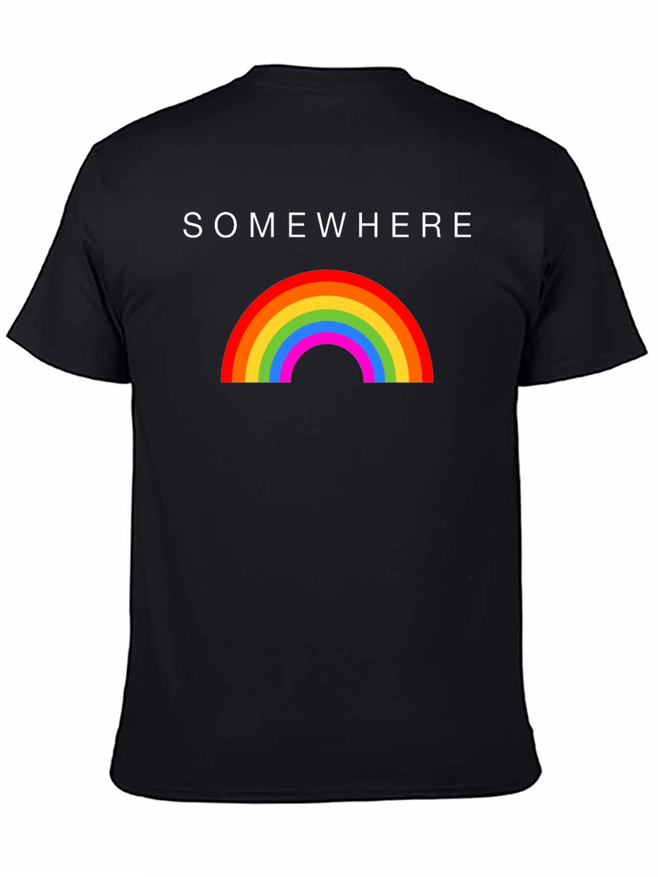 Black Somewhere Rainbow Graphic T-Shirt - Soft Cotton Blend view 4