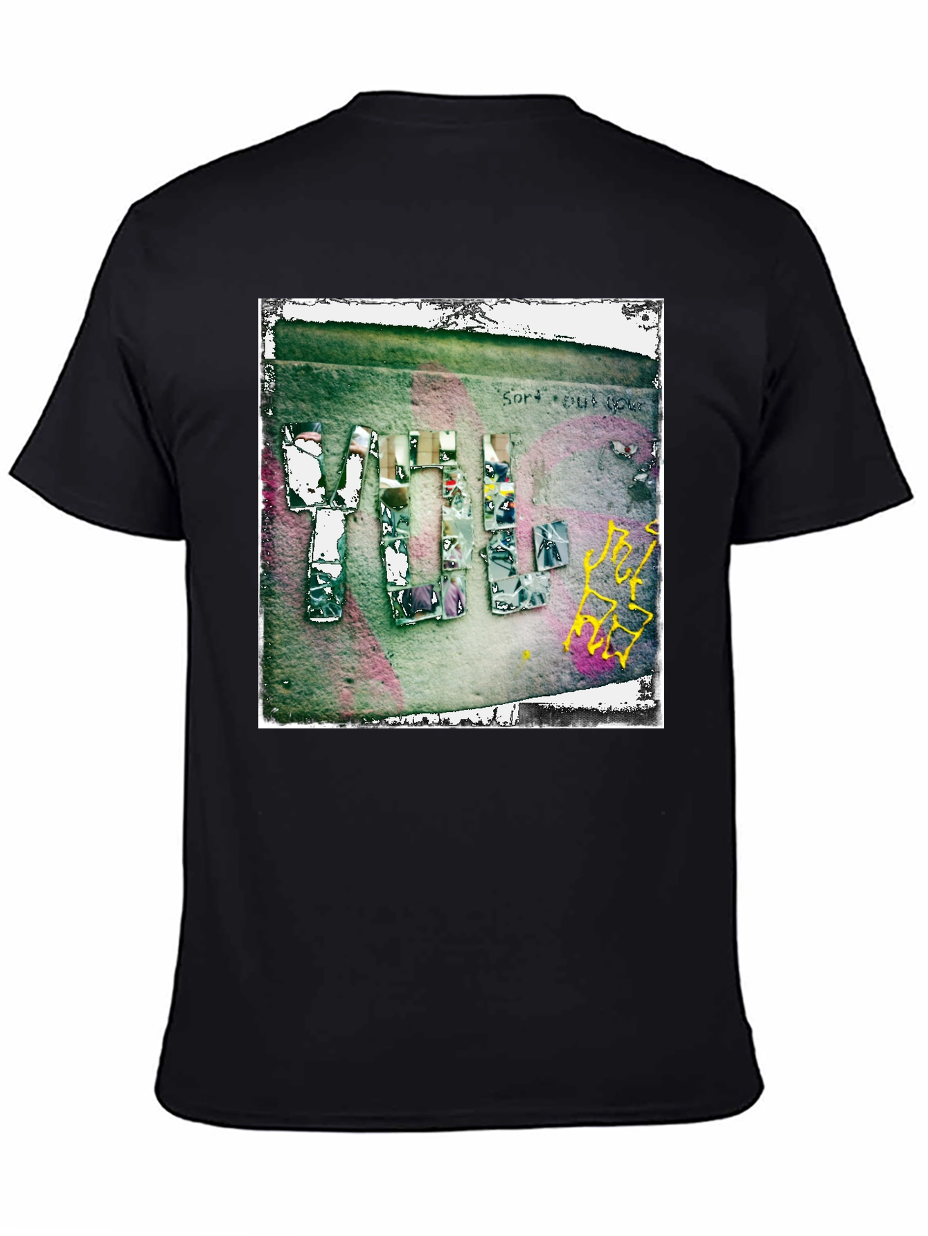Black Abstract Graphic Print Crew Neck T-Shirt view 4