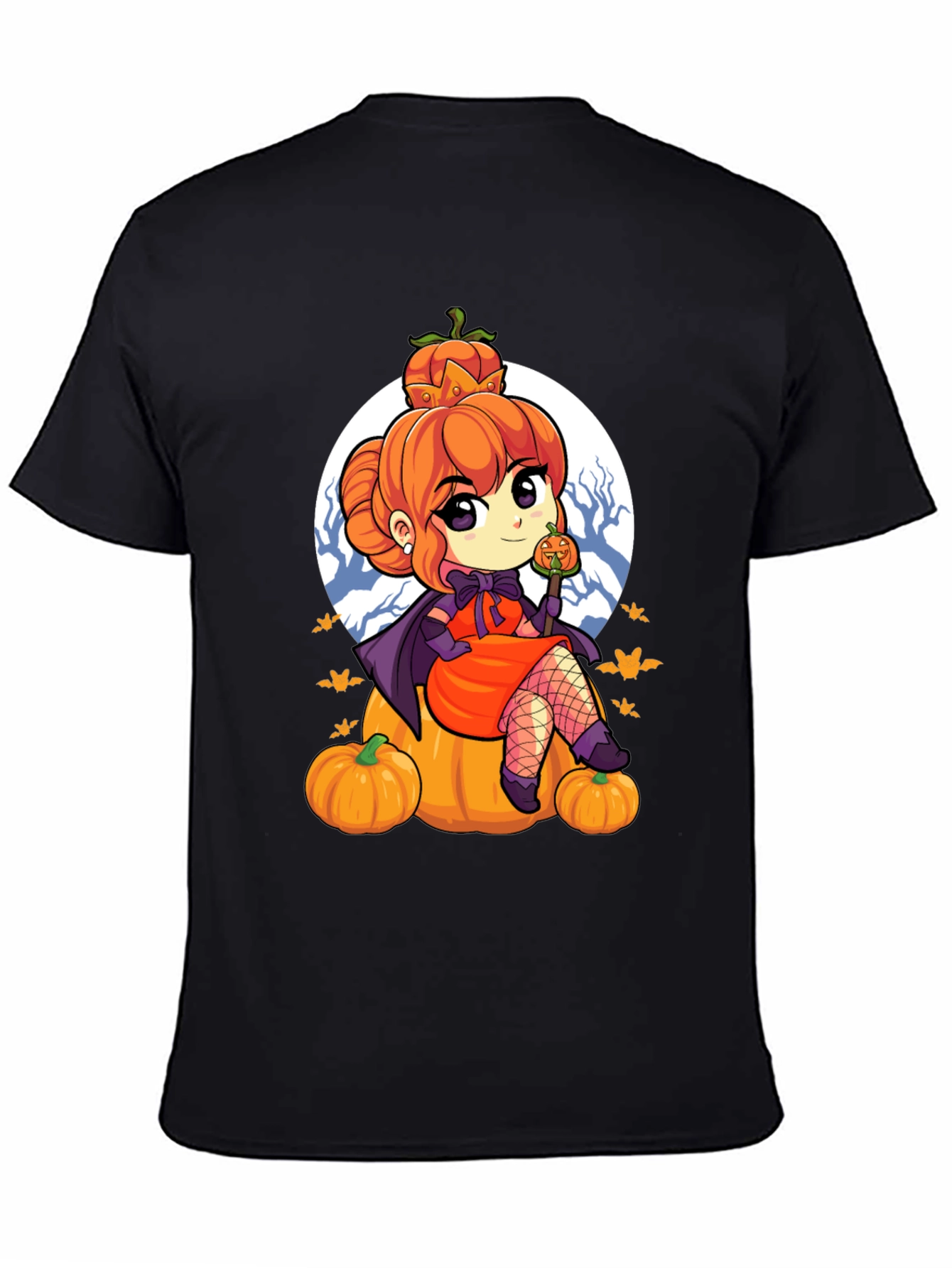 Black Halloween Anime Girl T-Shirt view 4