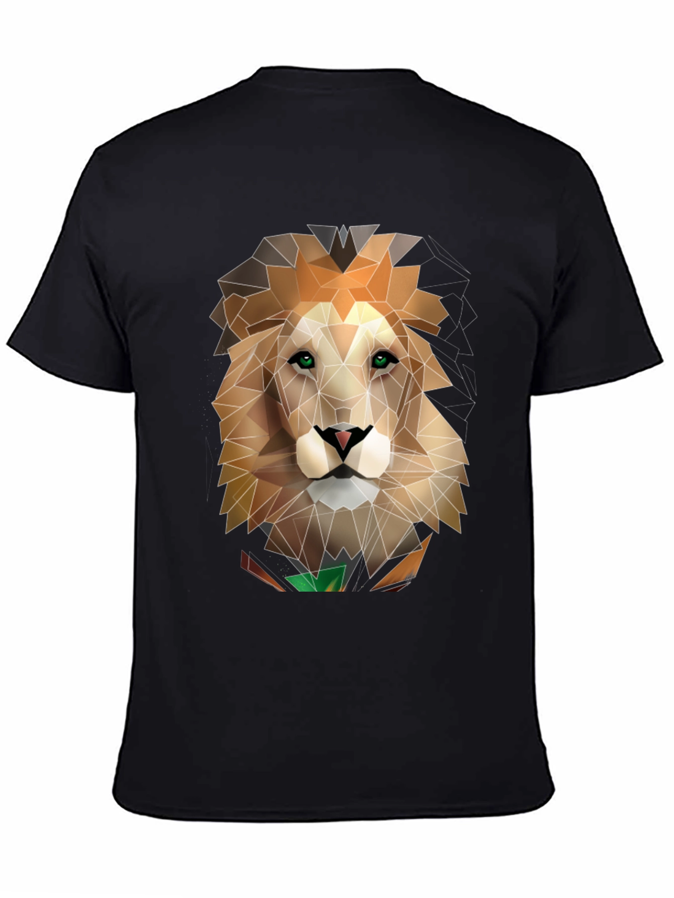 Black Geometric Lion Graphic Black T-Shirt view 4