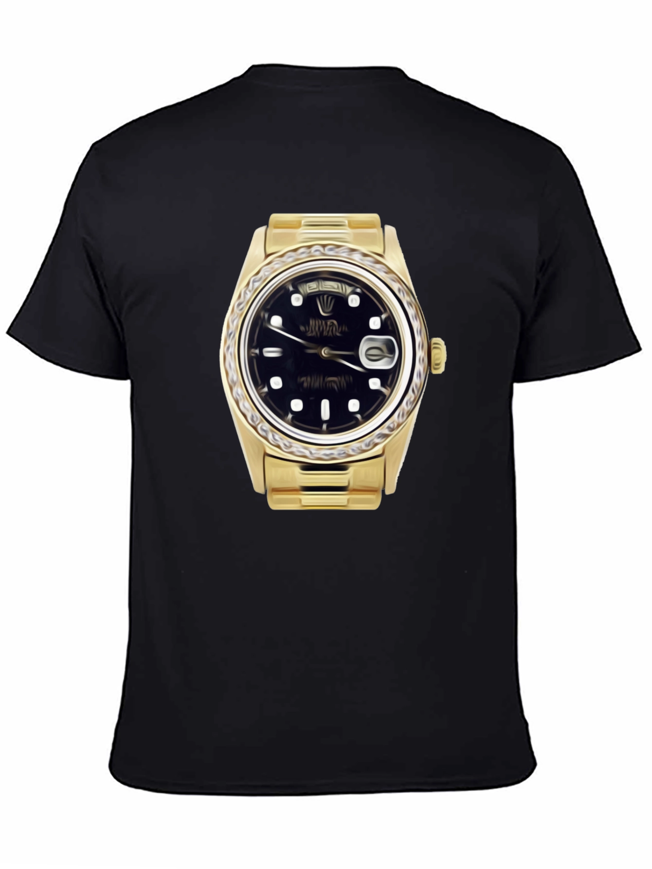 Black Statement Tee: Golden Watch Graphic view 4