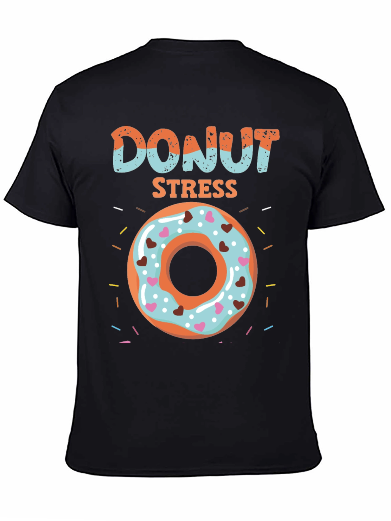 Black Donut Stress T-Shirt - Fun Foodie Apparel view 4