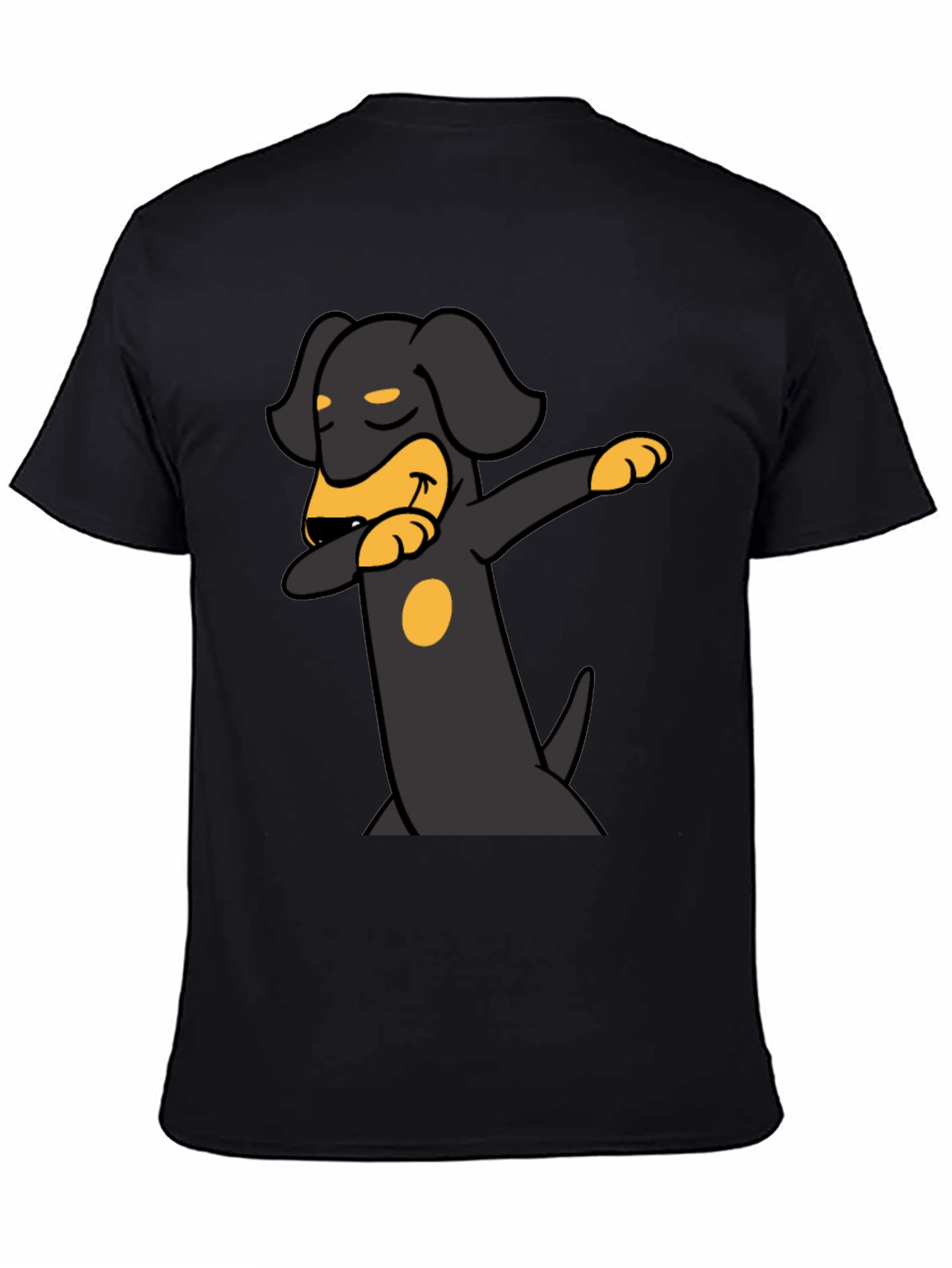 Black Dachshund Dabbing Graphic Tee - Black Cotton Blend view 4