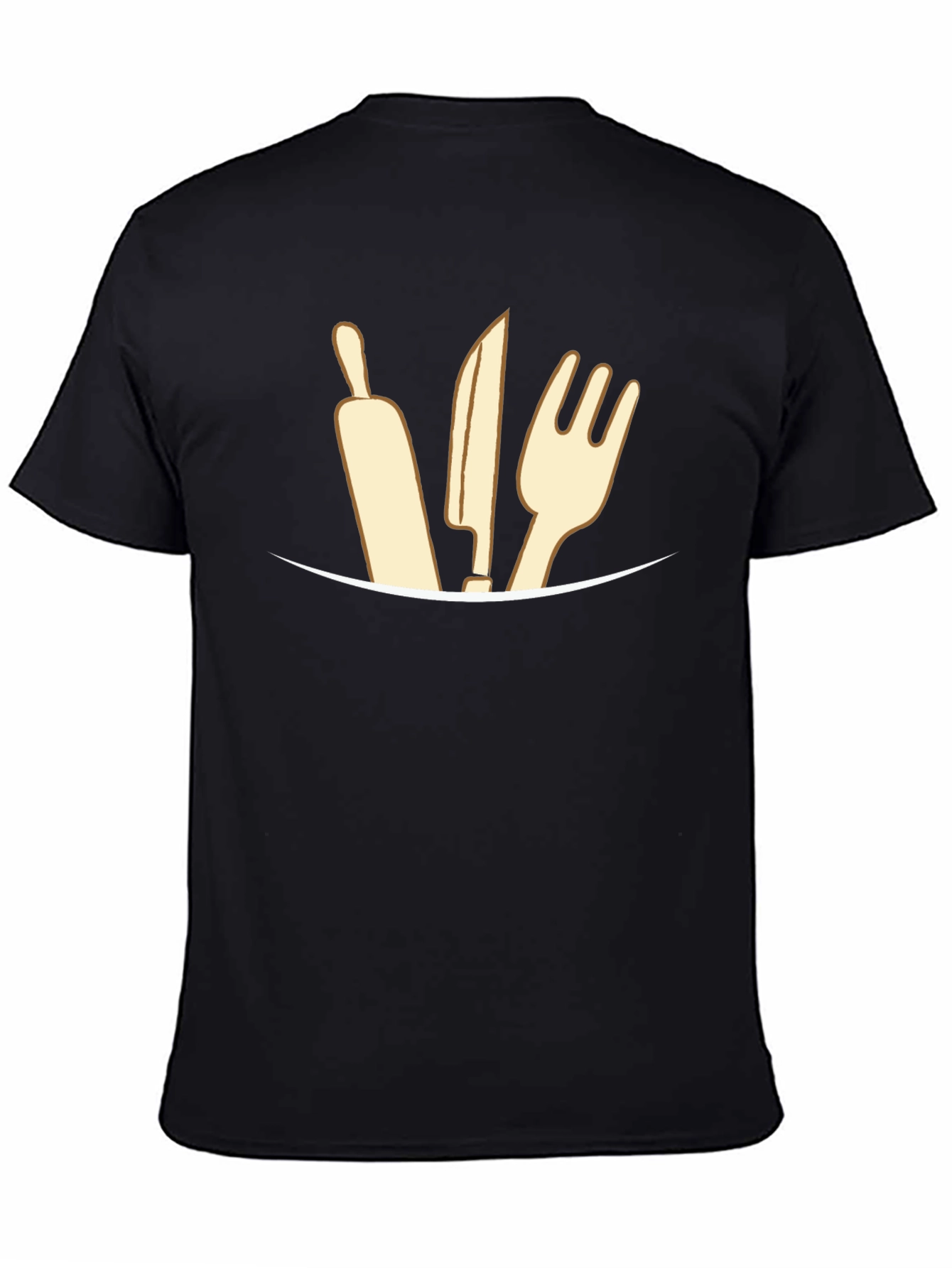Black Chef Utensil Graphic Tee - Black Crew Neck T-Shirt view 4