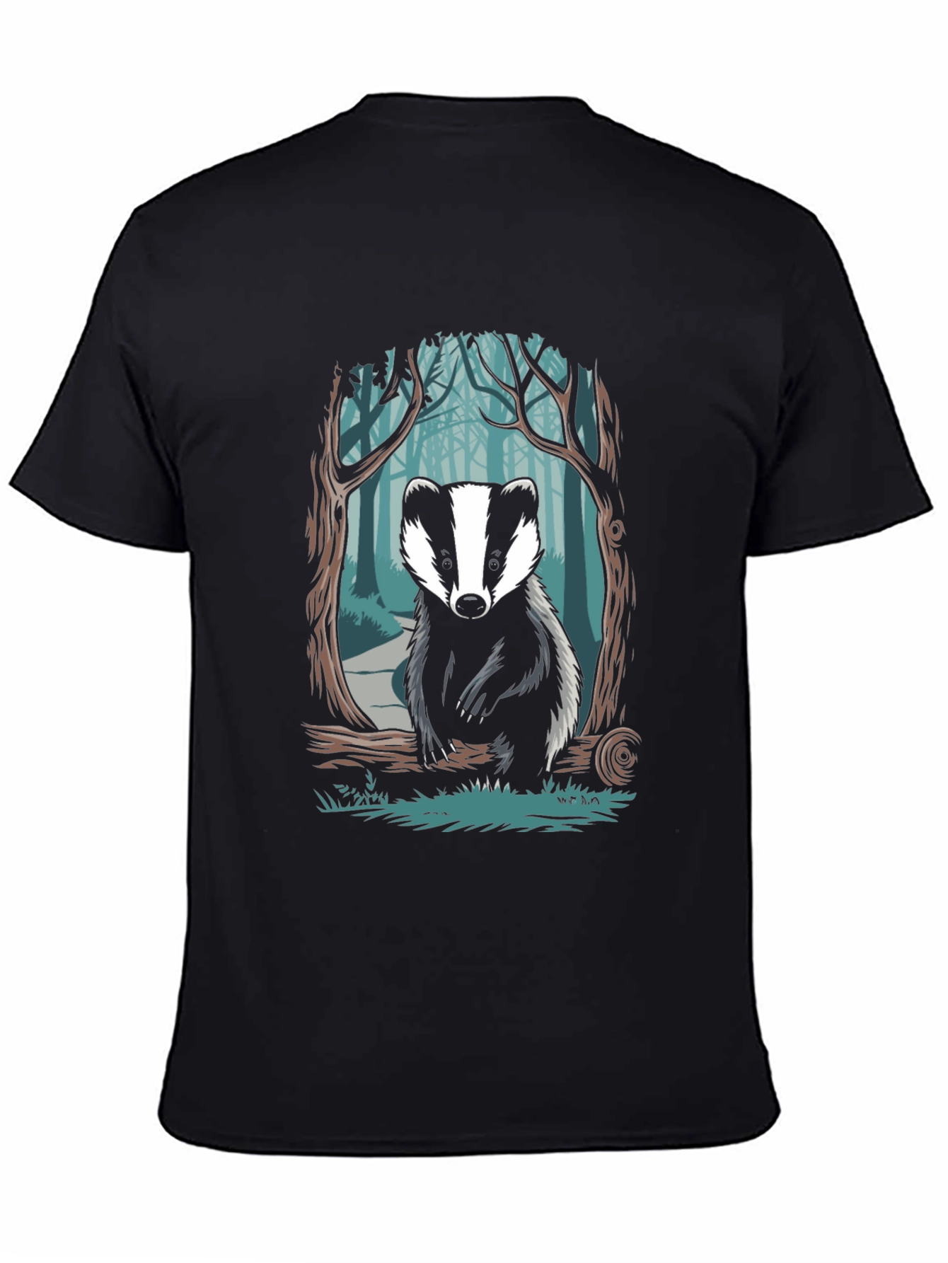 Black Badger Forest Graphic Tee - Nature Inspired Design view 4